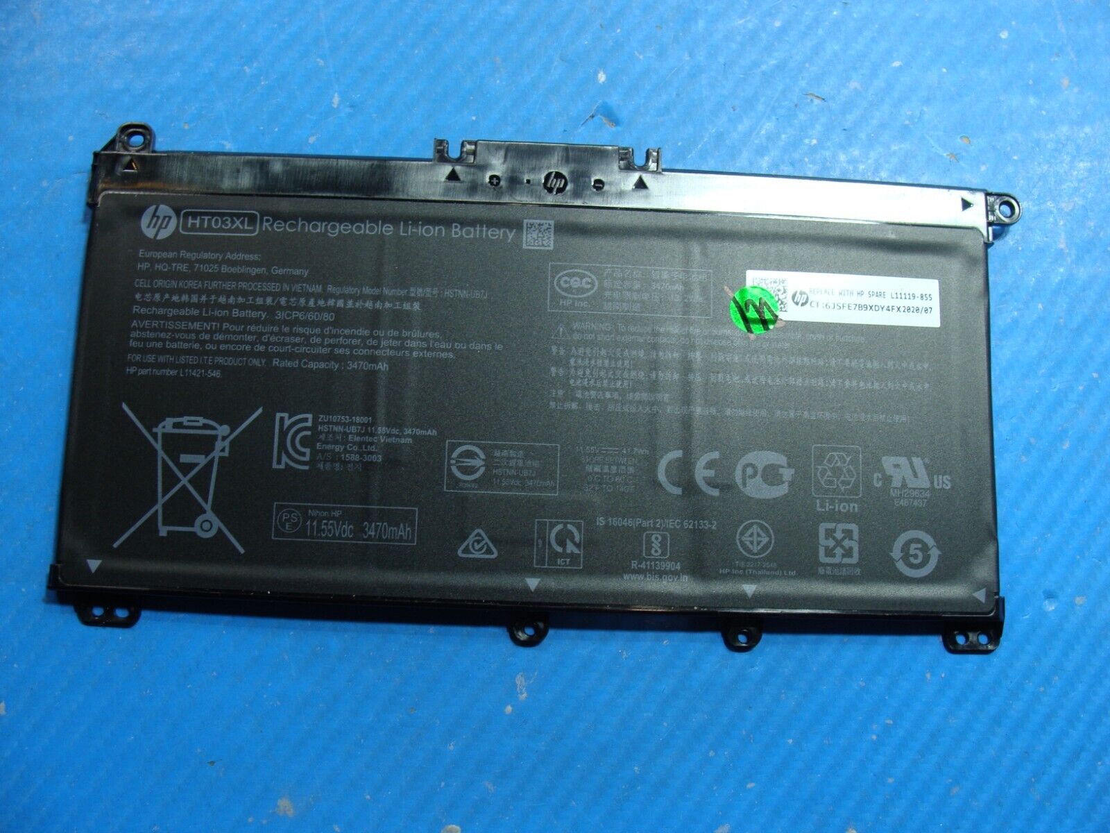 HP 14” 14-dq1043cl Genuine Laptop Battery 11.55V 3470mAh HT03XL 