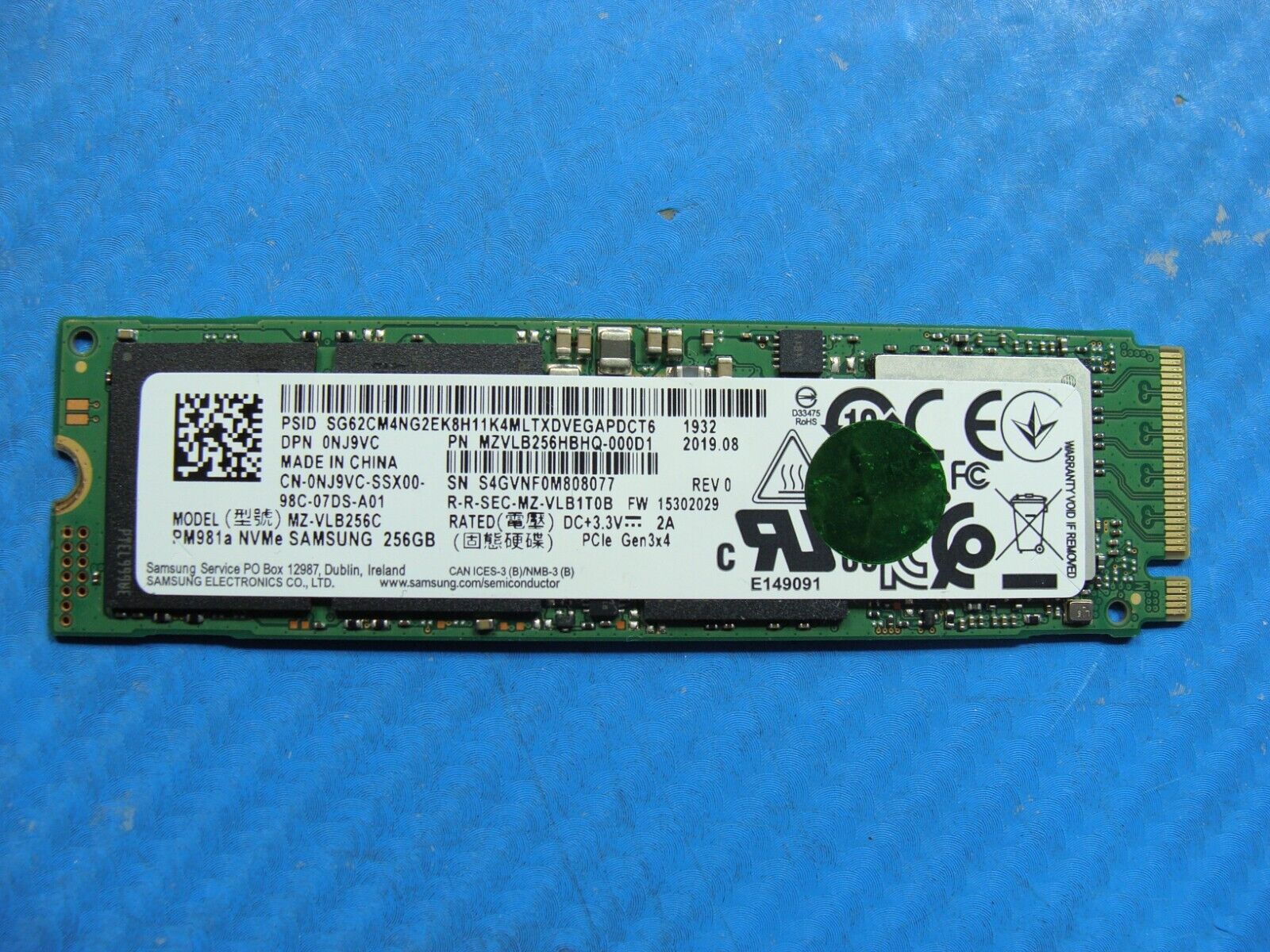 Dell 5491 Samsung 256GB NVMe M.2 SSD Solid State MZVLB256HBHQ-000D1 NJ