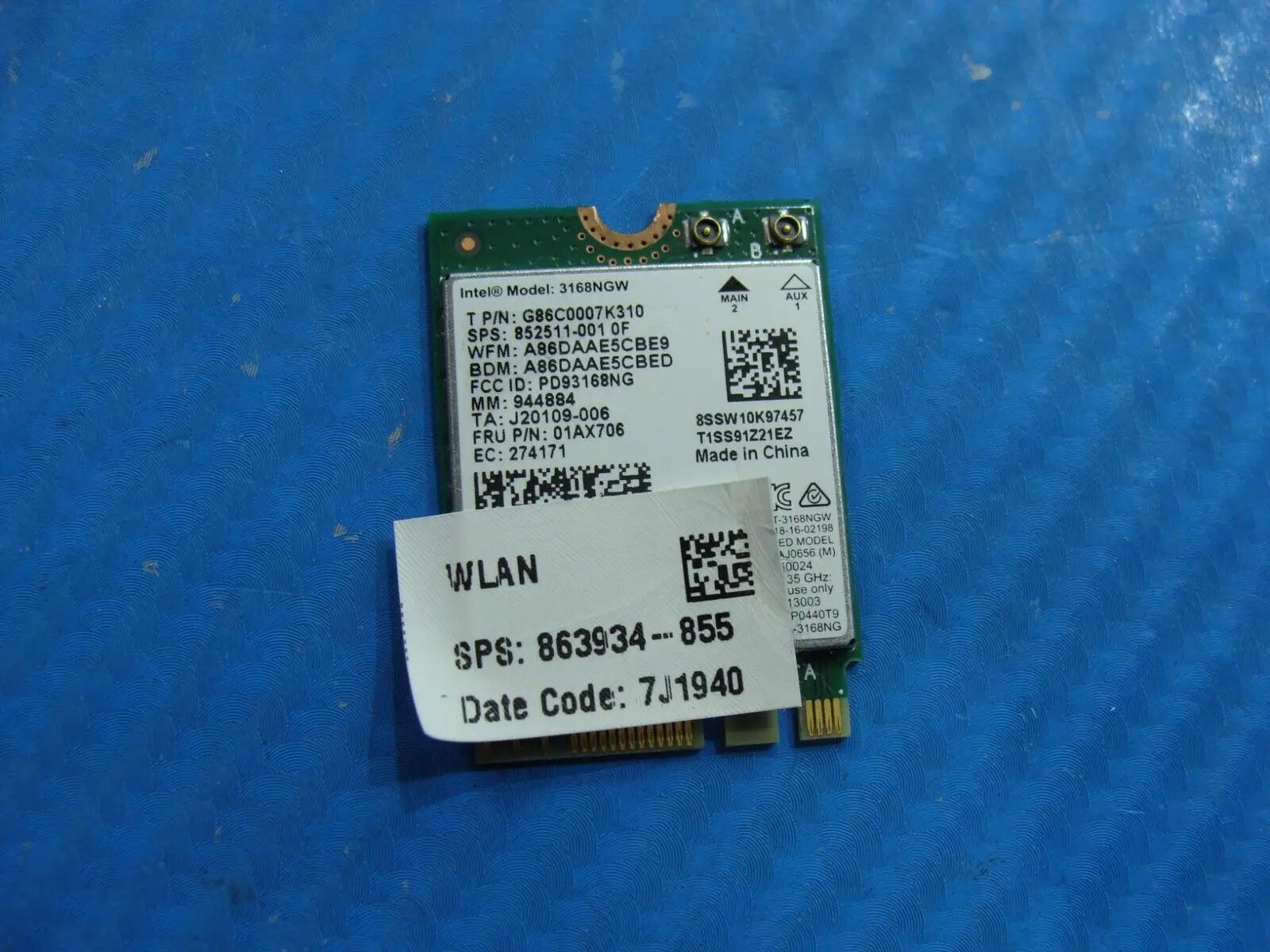 HP 15.6 15-bs031wm Genuine Laptop Wireless WiFi Card 3168NGW 852511-001  01AX706