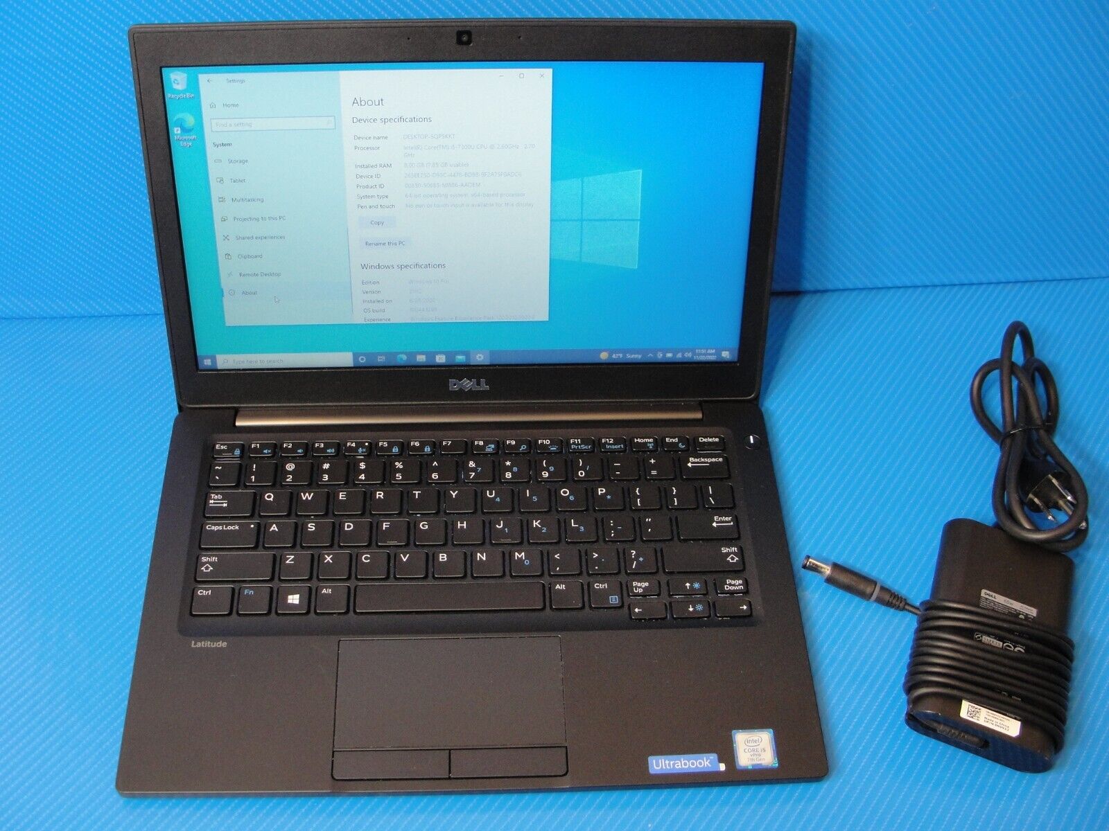 Excellent Battery Dell Latitude 7280 i5-7300u 2.6GHz 8GB 256GB SSD  Backlight KB