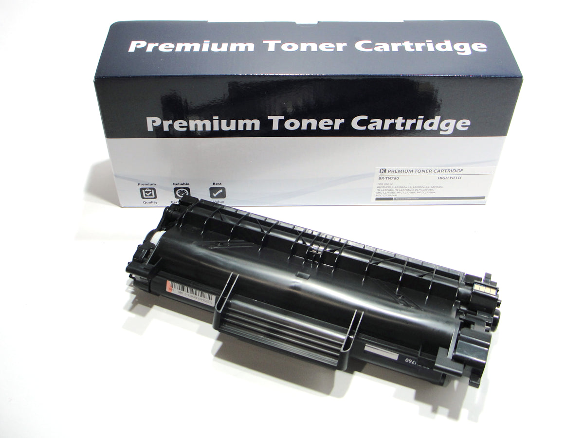 Compatible TN760 Toner Cartridge, Black 3K High Yield Replacement for Brother DCP-L2550DW MFC-L2710DN HL-L2350DW L2370DW Printer Cartridge