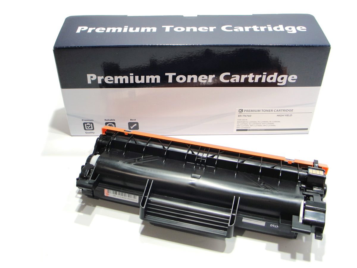 Compatible TN760 Toner Cartridge, Black 3K High Yield Replacement for Brother DCP-L2550DW MFC-L2710DN HL-L2350DW L2370DW Printer Cartridge