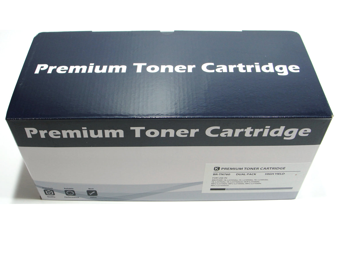 TN730 TN760 Brother Toner Cartridge: 2 Pack High Yield Black Compatible