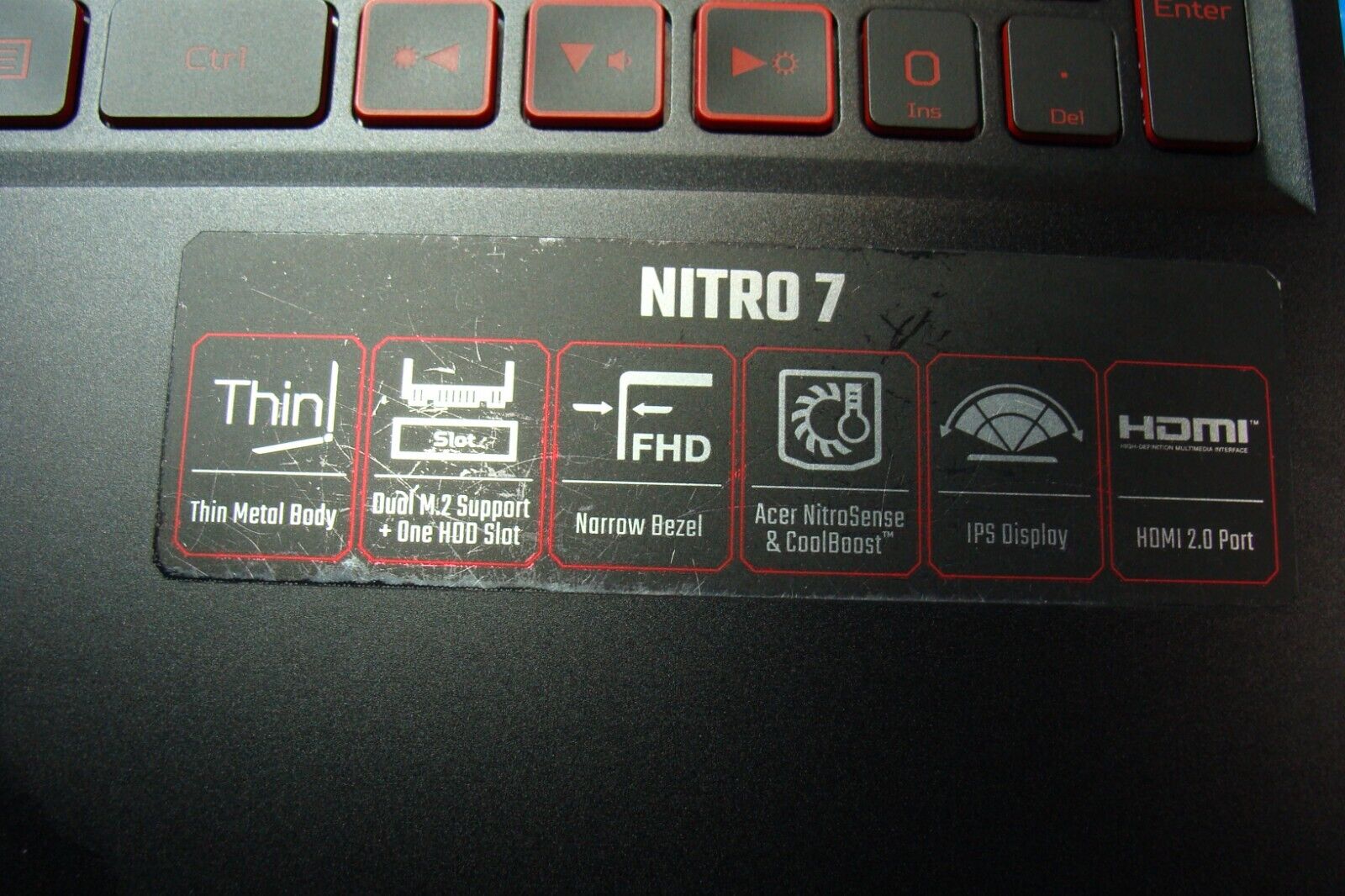 Acer Nitro 7 15.6” AN715-51-752B OEM Palmrest w/TouchPad BL Keyboard AM2K6000500