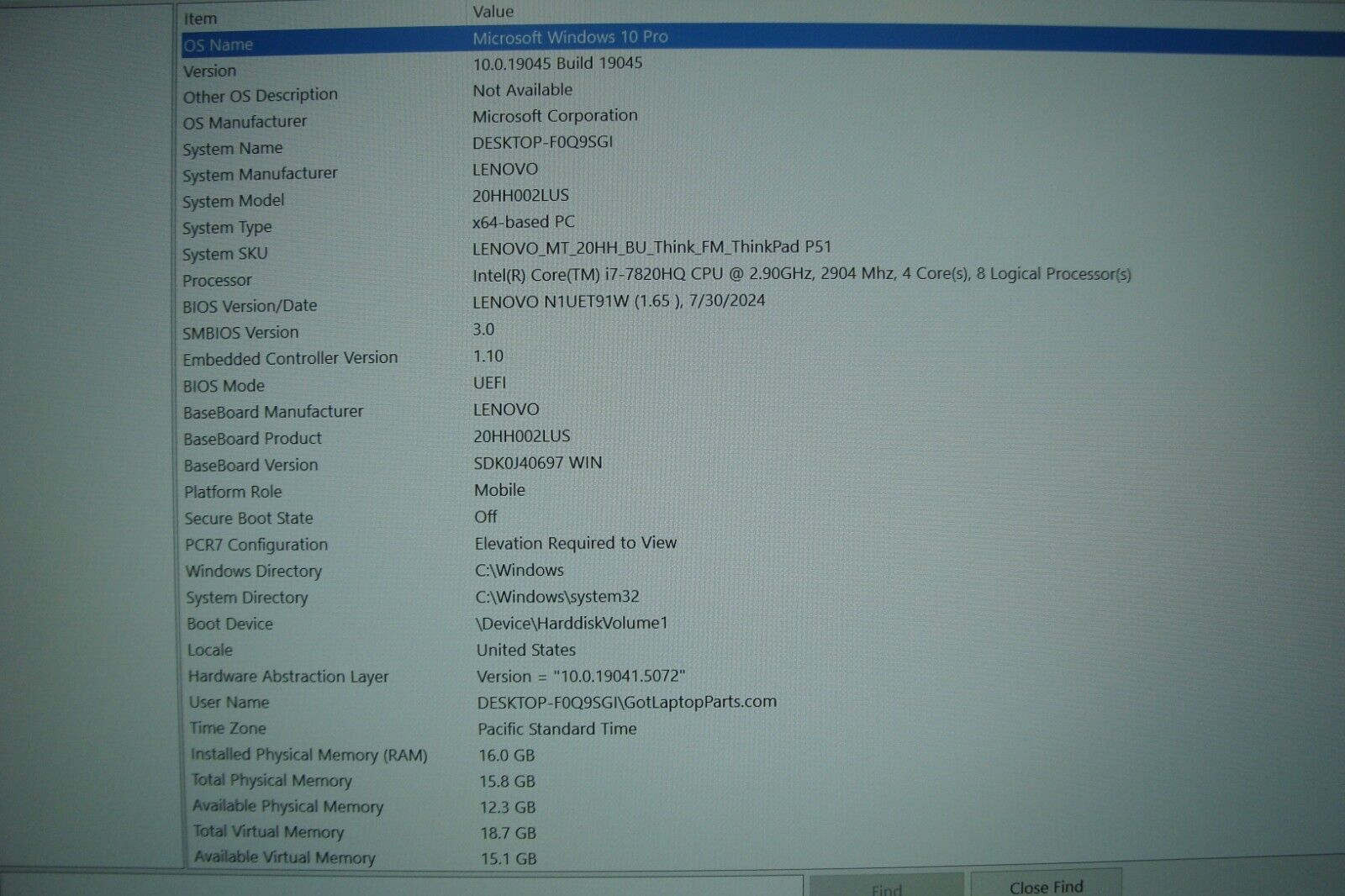 Lenovo ThinkPad P51 laptop 15.6