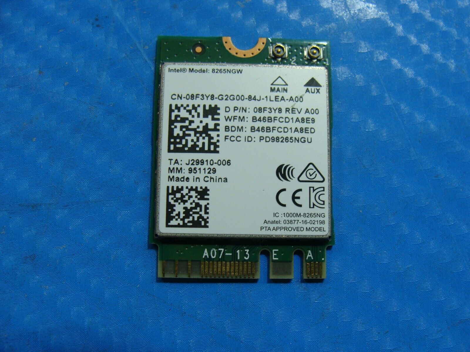 Dell XPS 13.3” 13 9360 Genuine Laptop WiFi Wireless Card 8265NGW 8F3Y8