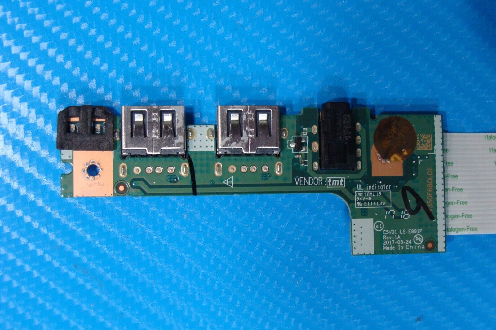 Acer Aspire 5 15.6” A515-51-3509 Genuine Dual USB Audio Board w/Cable LS-E891P