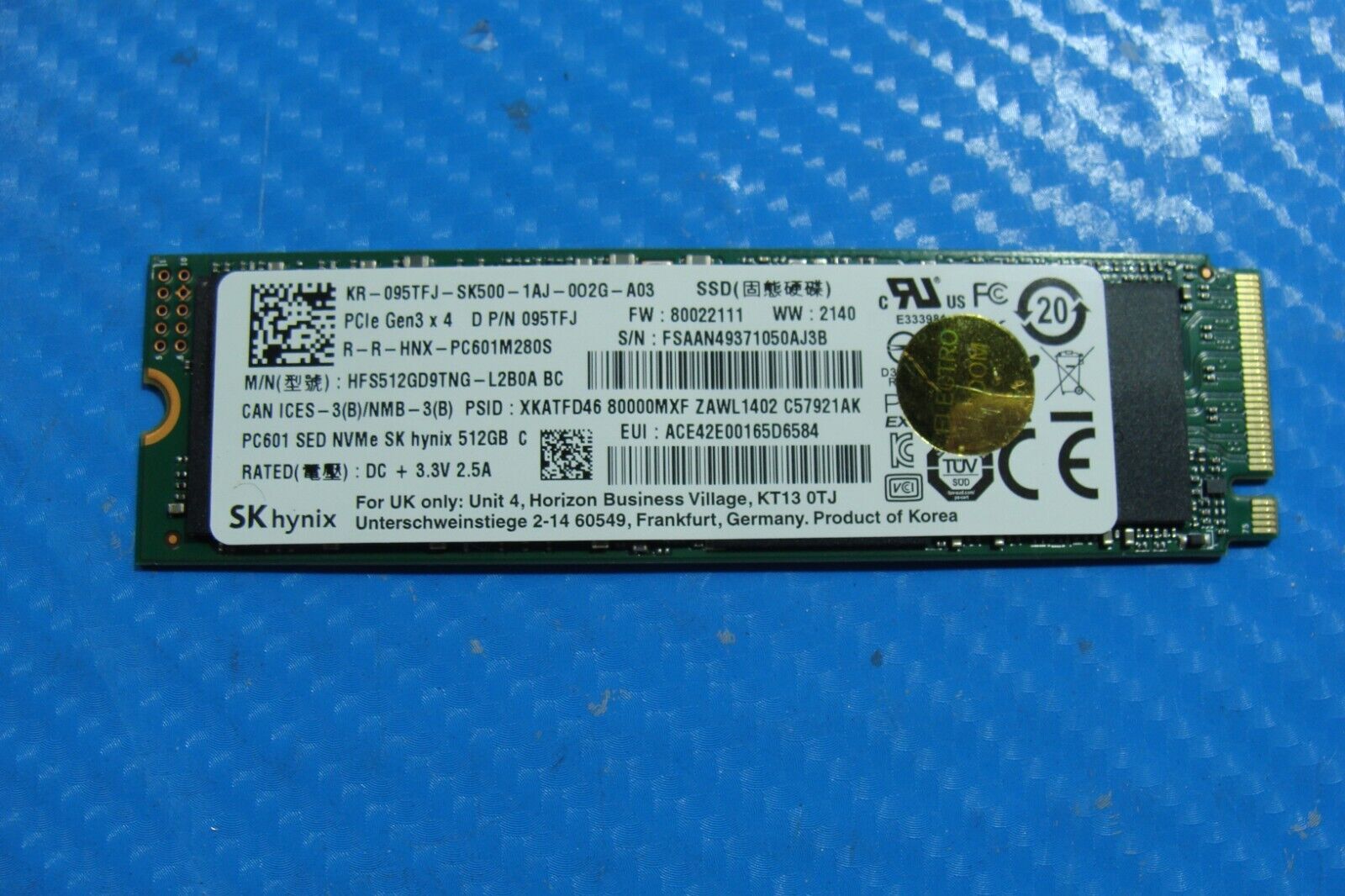 Dell 5560 SK Hynix 512GB M.2 NVMe SSD Solid State Drive HFS512GD9TNG-L2B0A 95TFJ