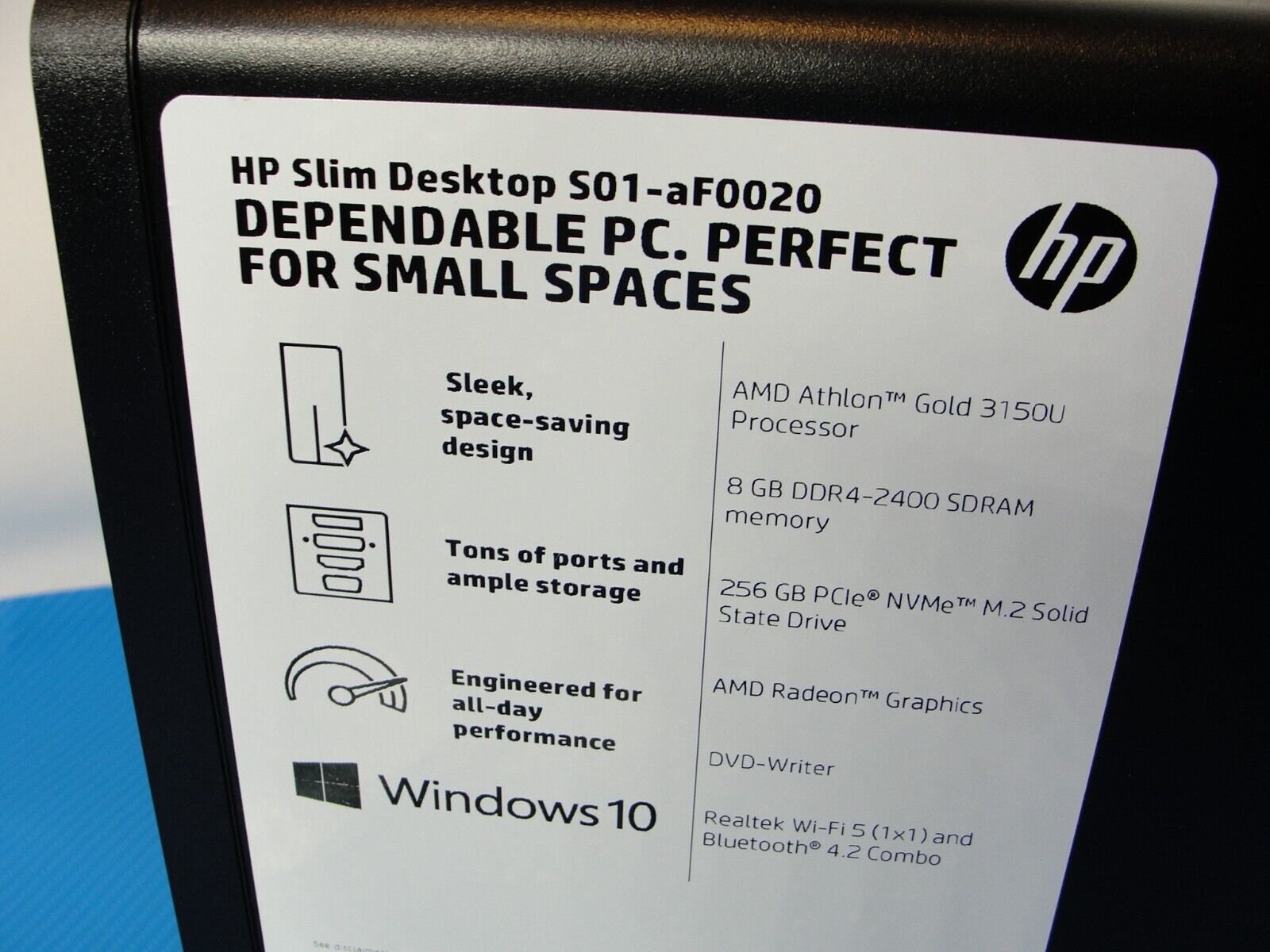 HP Slim Desktop S01-aF0020 Athlon Gold 3150u 256GB SSD 8GB Radeon Graphix W11