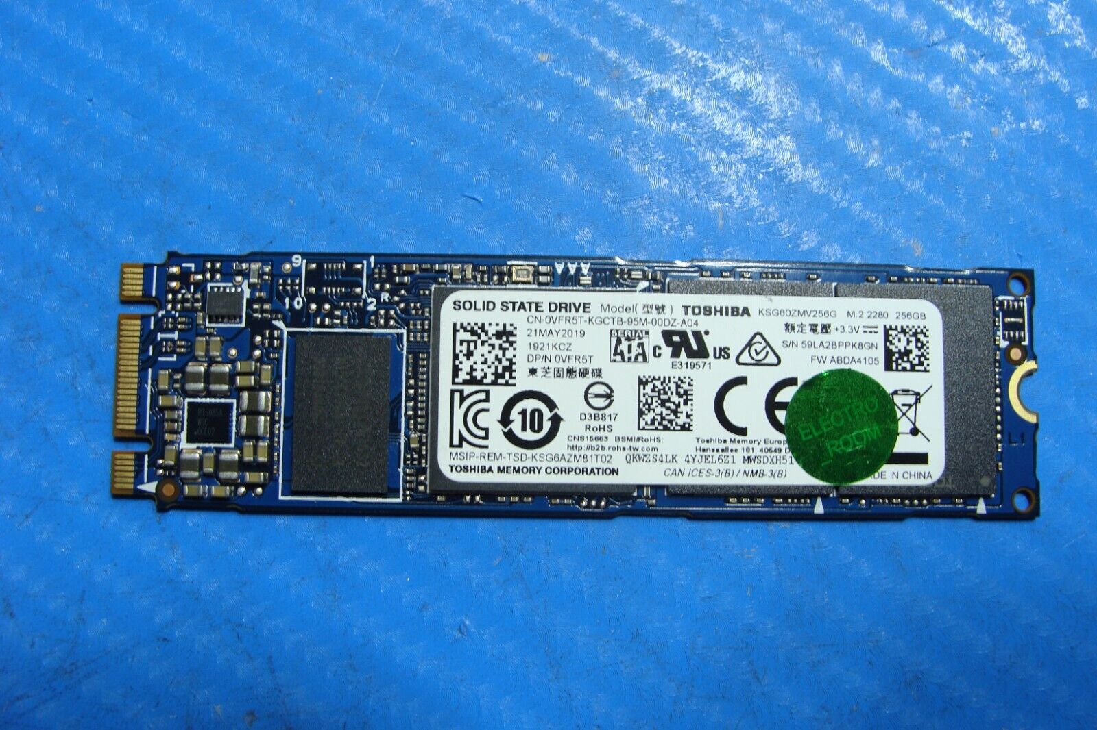 Dell 7490 Toshiba 256GB SATA M.2 SSD Solid State Drive KSG60ZMV256G VFR5T