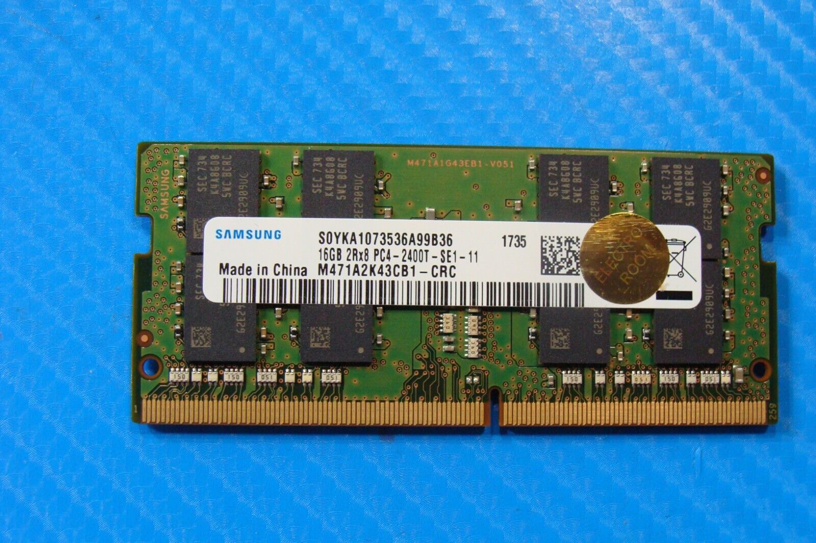 HP 15m-bp112dx Samsung 16GB 2Rx8 PC4-2400T SO-DIMM Memory RAM M471A2K43CB1-CRC