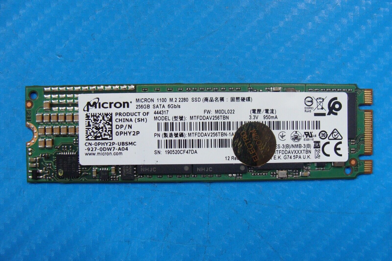 Dell 7390 Micron 256GB SATA M.2 SSD Solid State Drive MTFDDAV256TBN-1AR1ZABDA