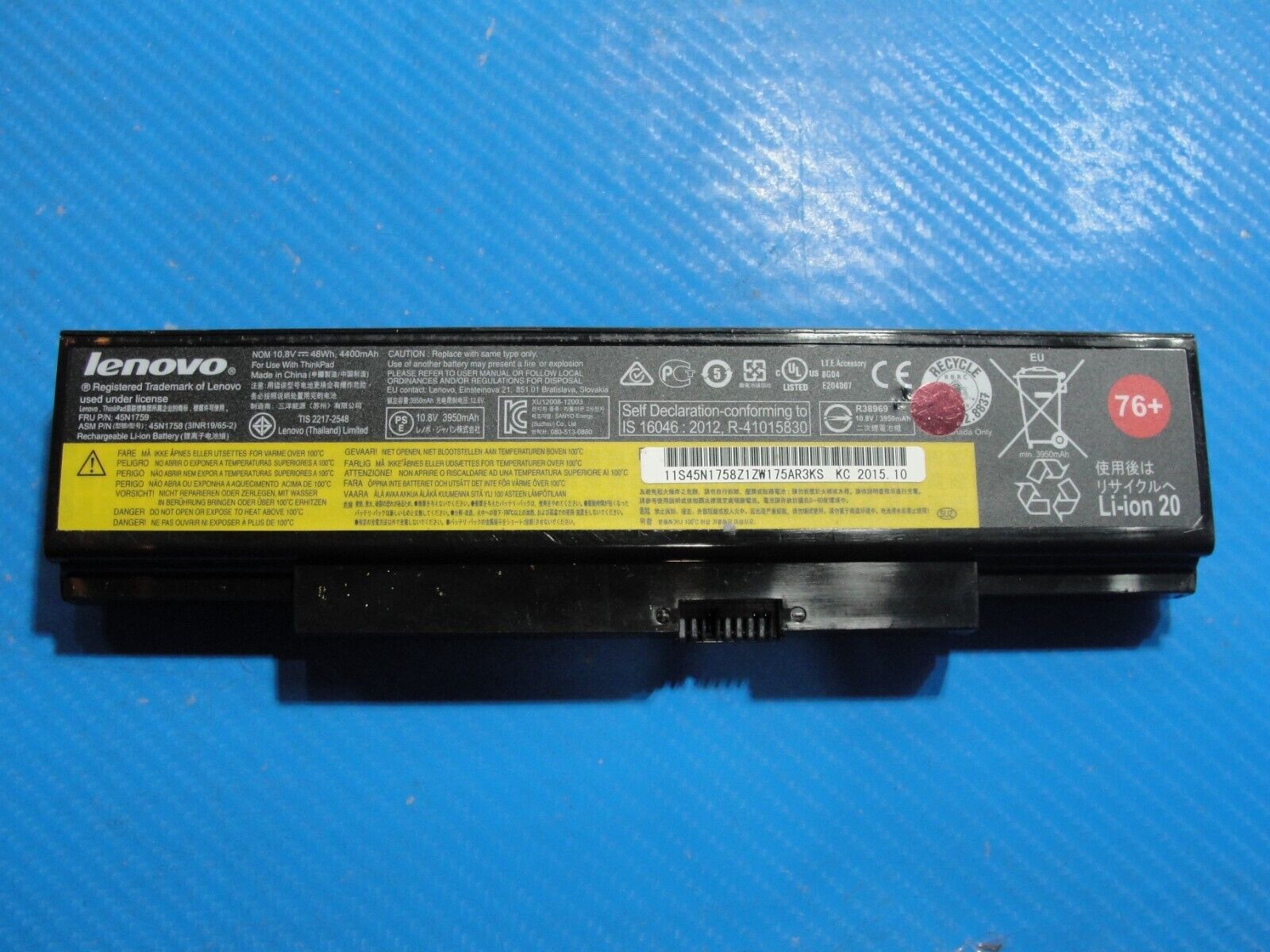 Lenovo ThinkPad 15.6” E560 OEM Laptop 10.8V 48Wh 4400mAh Battery 45N1758 45N1759