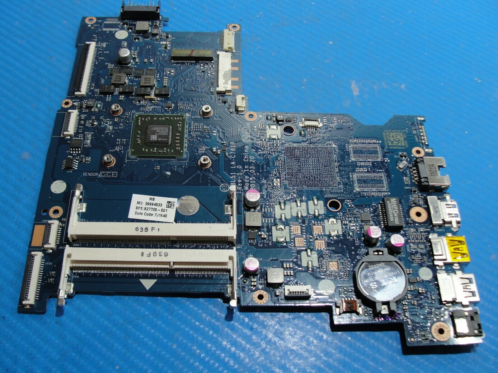 HP 15.6” 15-af131dx OEM AMD A6-5200 2.0GHz Motherboard LA-C781P 827705-501