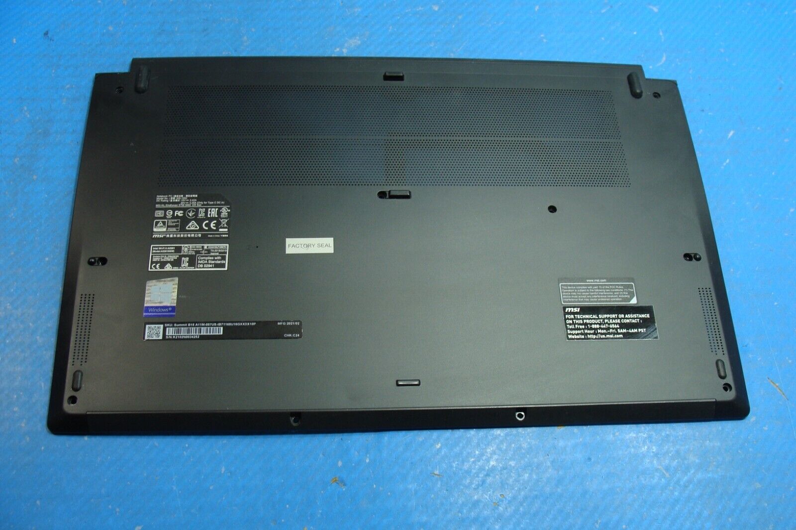 MSI Summit 15.6” B15 A11M-057 Genuine Laptop Bottom Case Black 307552D716HG0