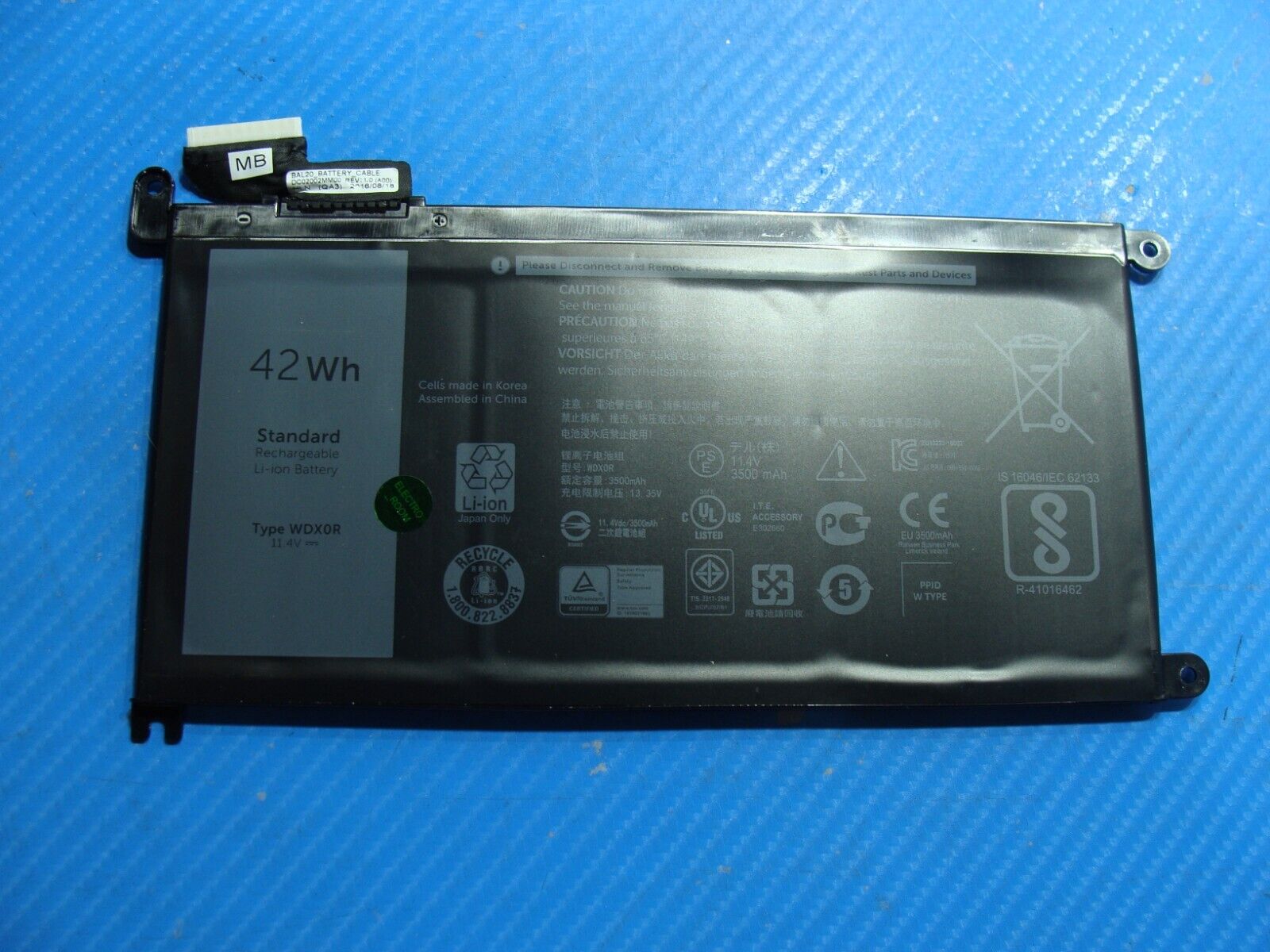 Dell Inspiron 15.6” 15 5567 Genuine Laptop Battery 11.4V 42Wh 3500mAh WDX0R