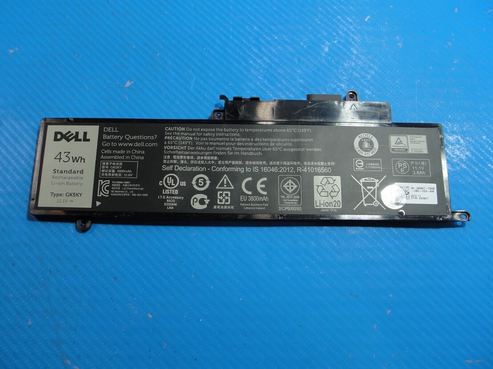 Dell Inspiron 13.3” 13 7353 OEM Battery 11.1V 43Wh 3800mAh 92NCT GK5KY Excellent