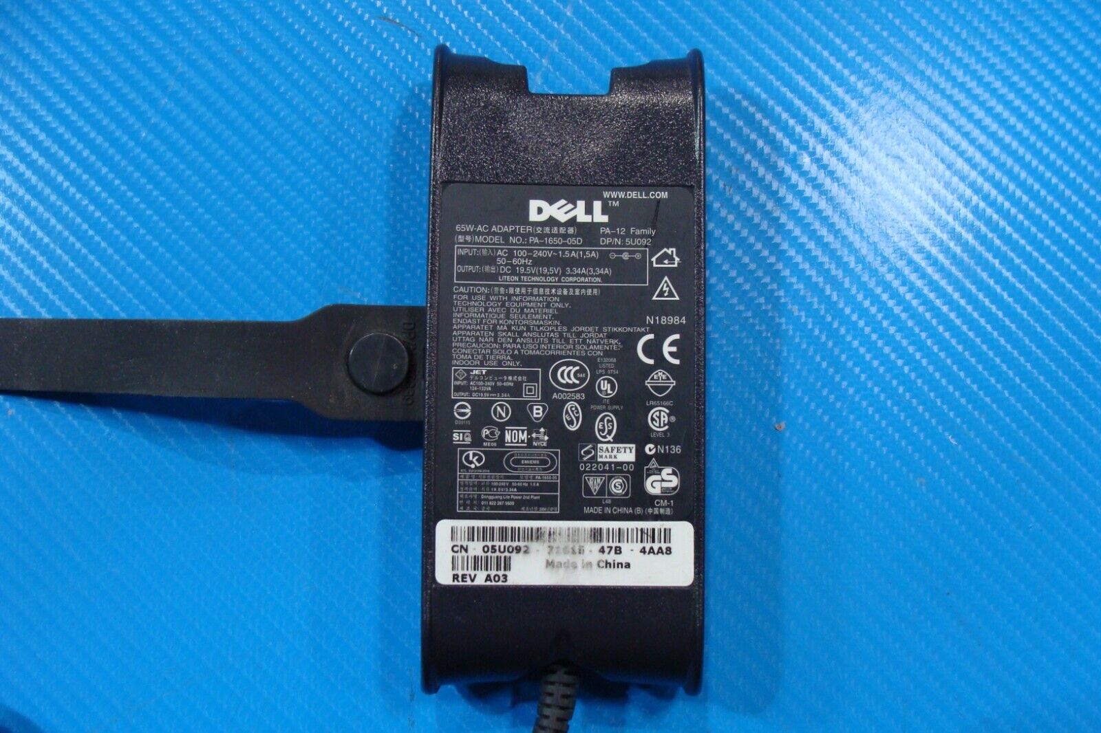 Dell 65W AC Adapter FA65NS0-00 HA65NS1-00 LA65NS0-00 HP-OQ065B83 PA-2E Family