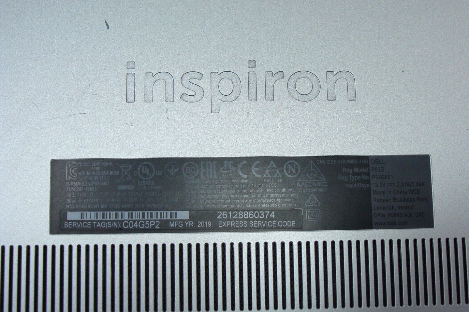 Dell Inspiron 14” 14 5482 2-in-1 Genuine Laptop Bottom Case 0V9J6 460.0F909.0011