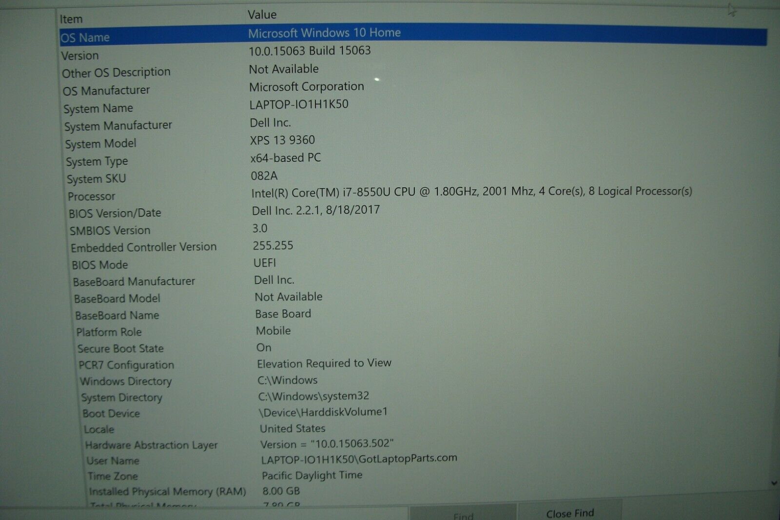 Dell XPS 13 9360 Laptop 13.3