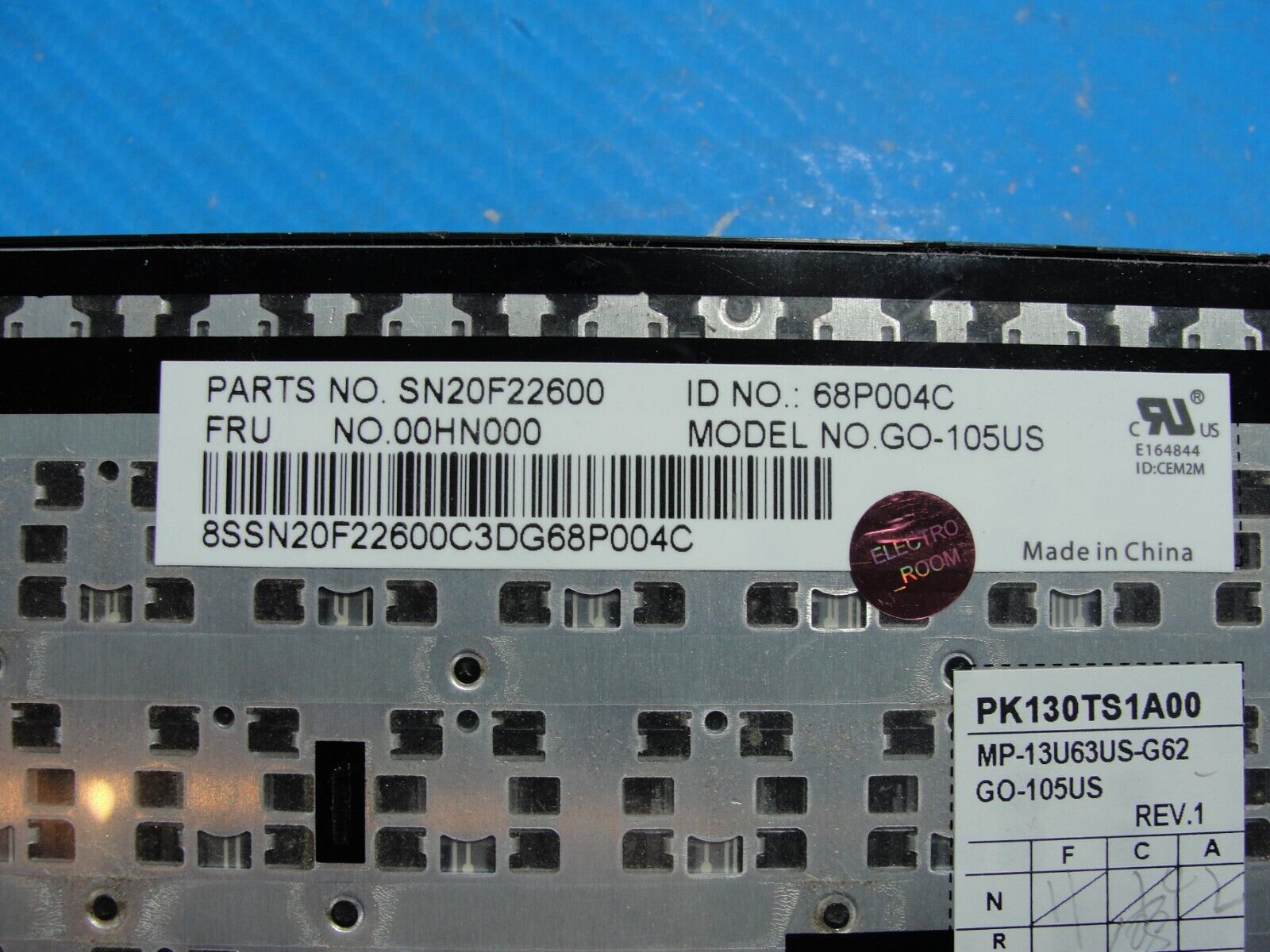 Lenovo ThinkPad 15.6” E560 Genuine Laptop US Keyboard 00HN000 SN20F22600