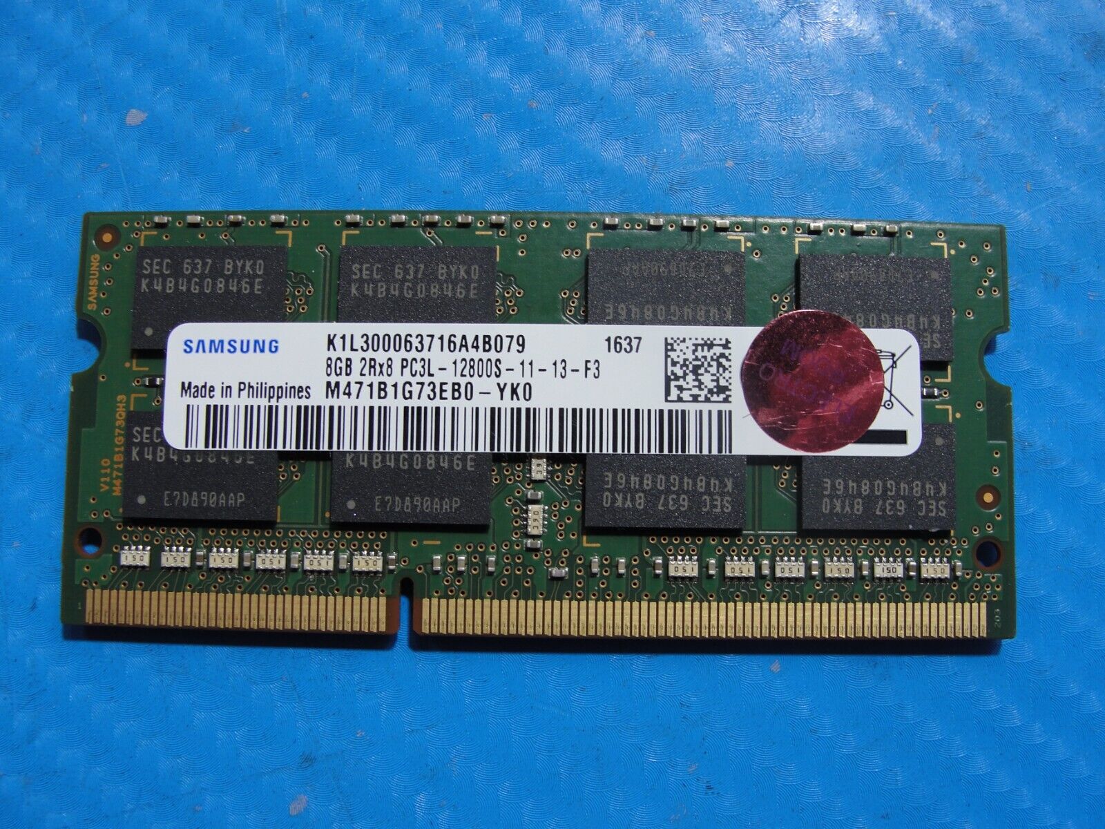 Lenovo E560 Samsung 8GB 2Rx8 PC3L-12800 Memory RAM SO-DIMM M471B1G73EB0-YK0