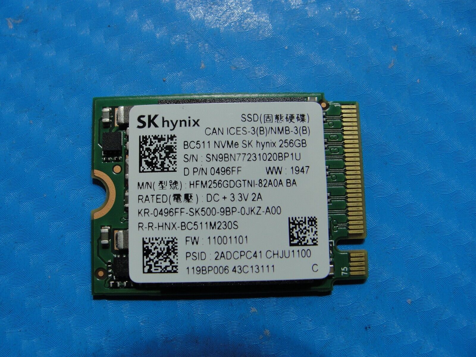 Dell 15 5593 SK Hynix 256GB M.2 NVMe SSD Solid State Drive HFM256GDGTNI-82A0A