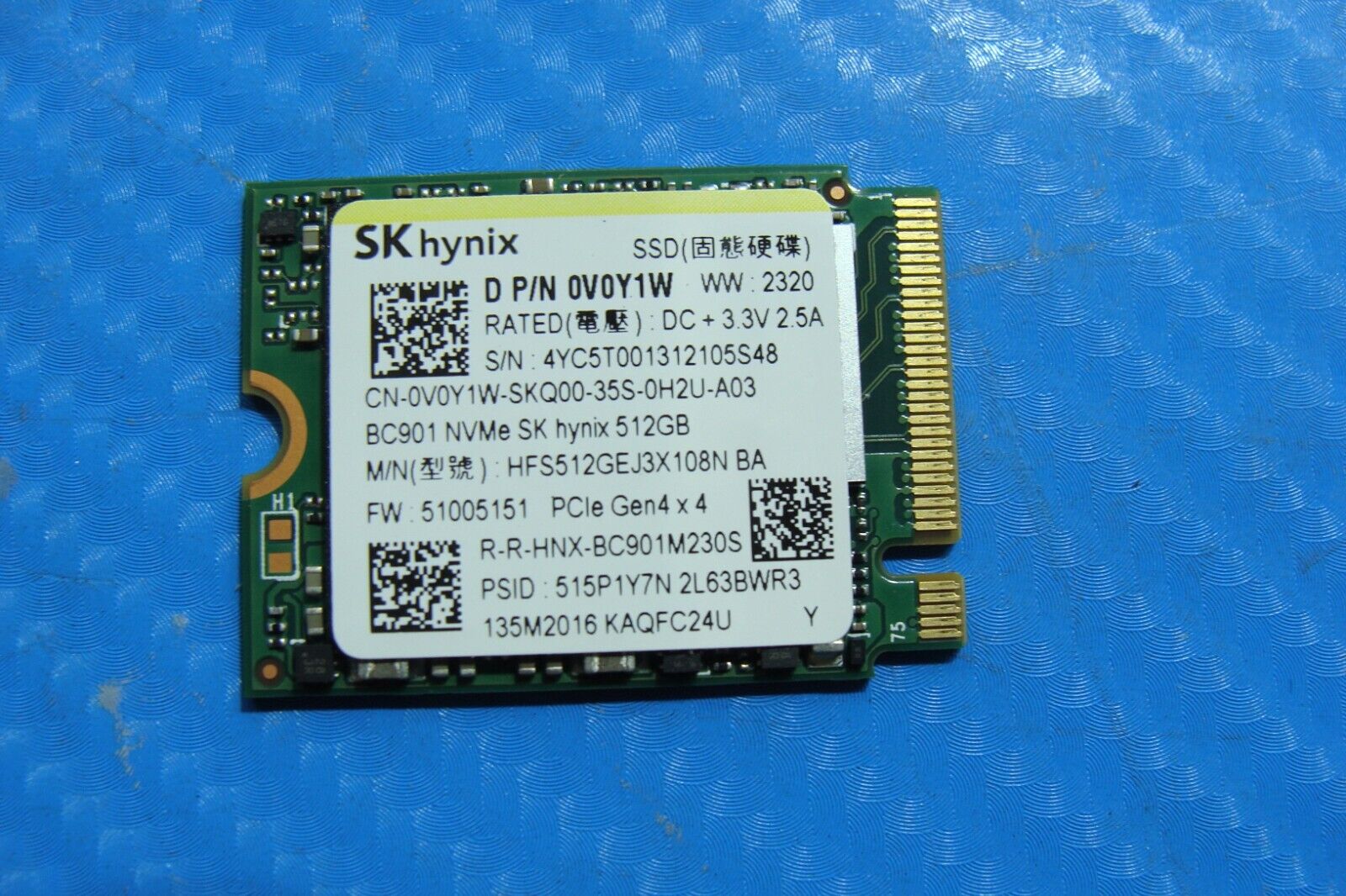 Dell 5440 SK Hynix 512GB NVMe M.2 SSD Solid State Drive V0Y1W HFS512GEJ3X108N