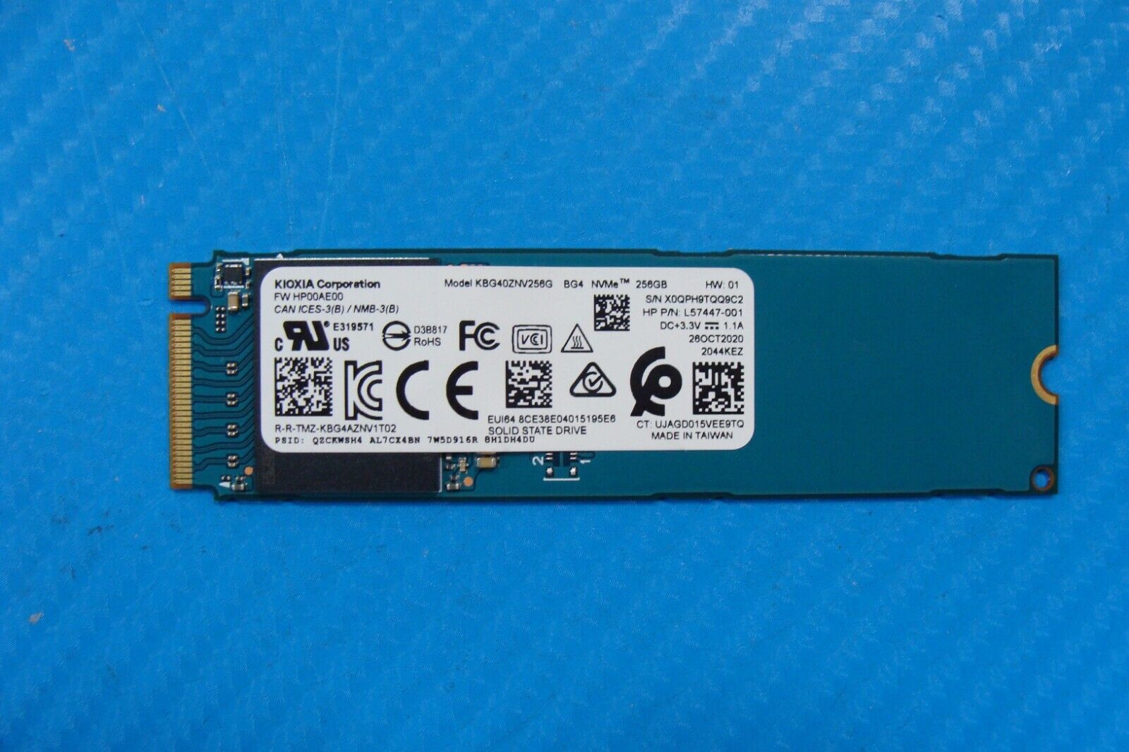 HP 15-ef0025wm KIOXIA 256GB NVMe M.2 SSD Solid State Drive KBG40ZNV256G