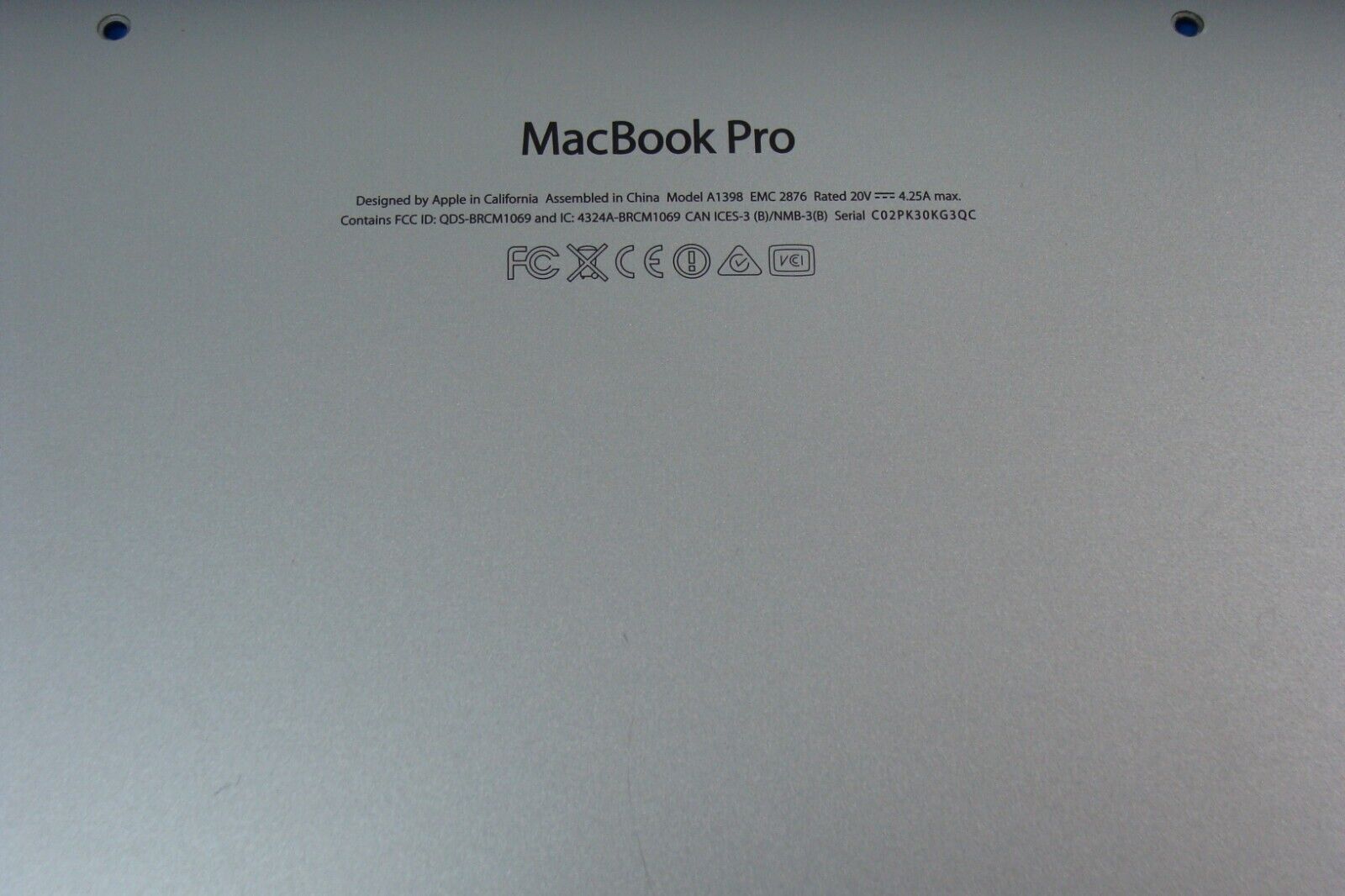 MacBook Pro A1398 Mid 2014 MGXA2LL/A 15