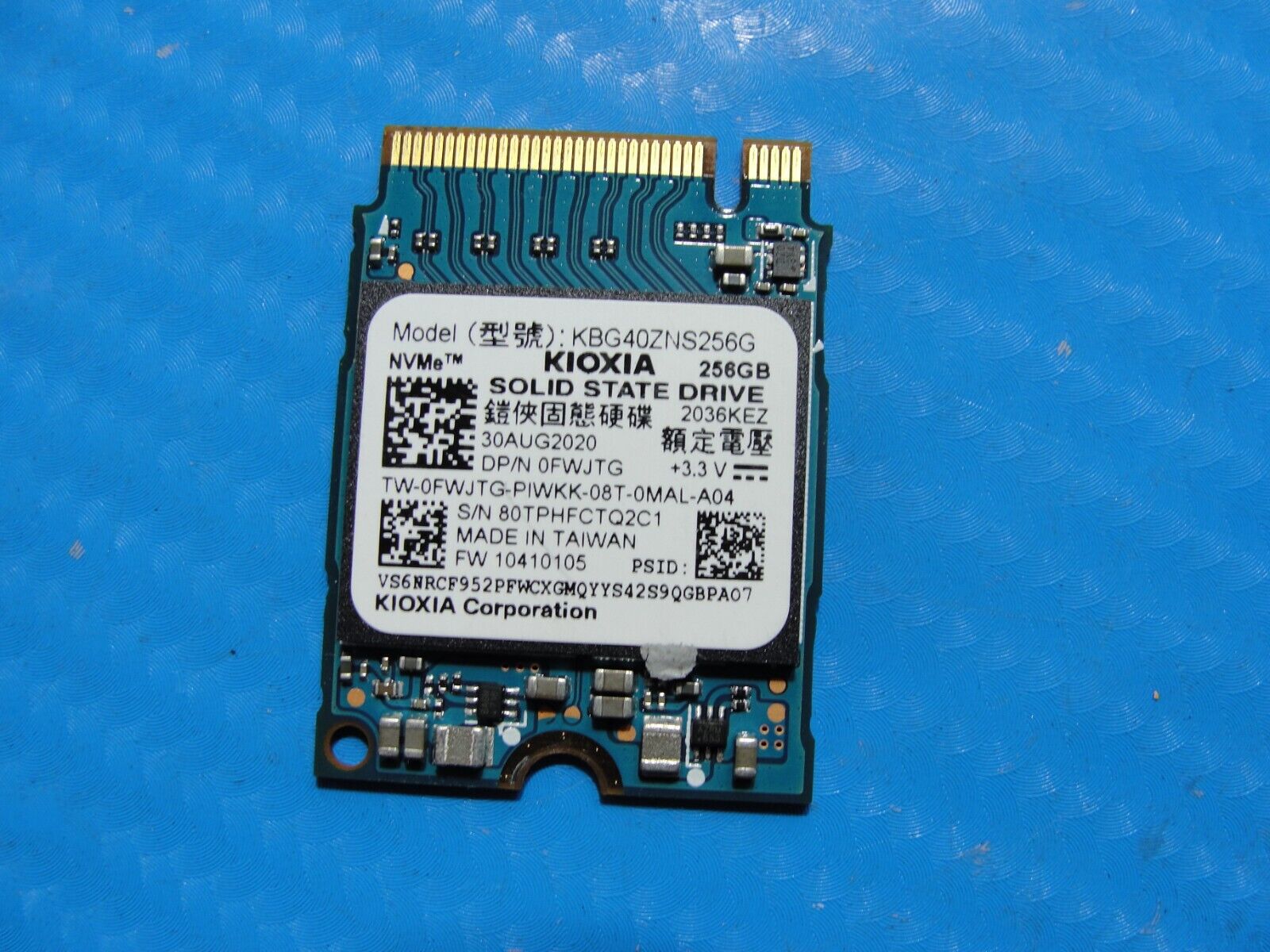 Dell 3080 MFF Kioxia 256GB M.2 NVMe SSD Solid State Drive KBG40ZNS256G FWJTG