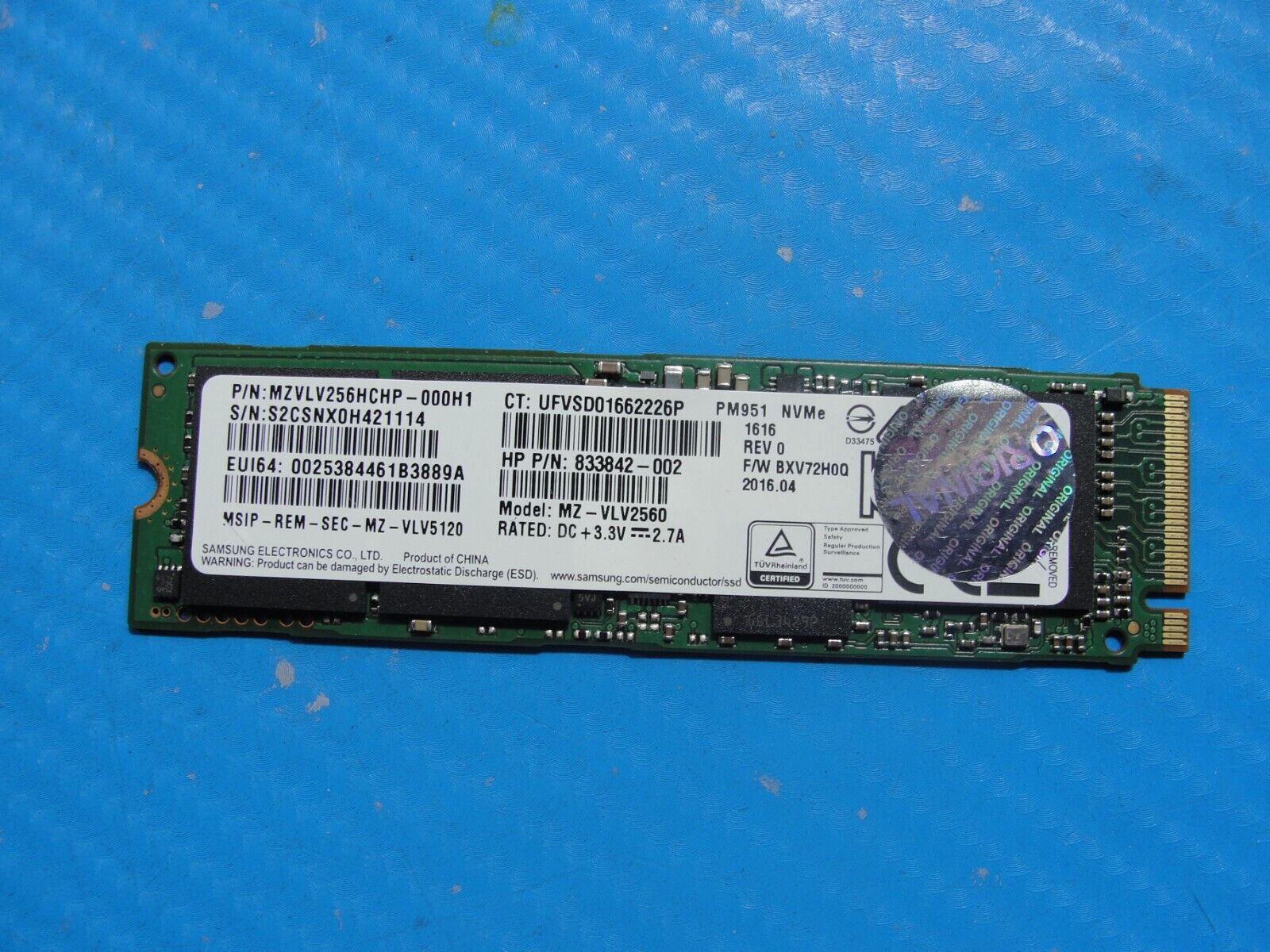 HP 13t-v000 Samsung 256GB NVMe M.2 SSD Solid State Drive MZVLV256HCHP-000H1