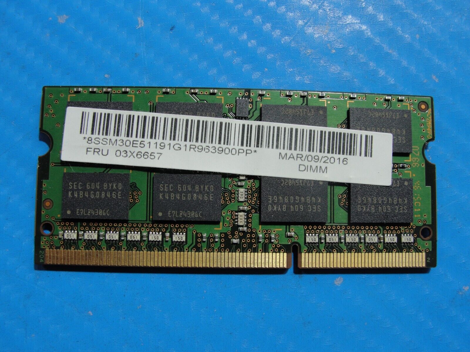 Lenovo P50s Samsung 8GB 2Rx8 PC3L-12800S Memory RAM SO-DIMM M471B1G73EB0-YK0