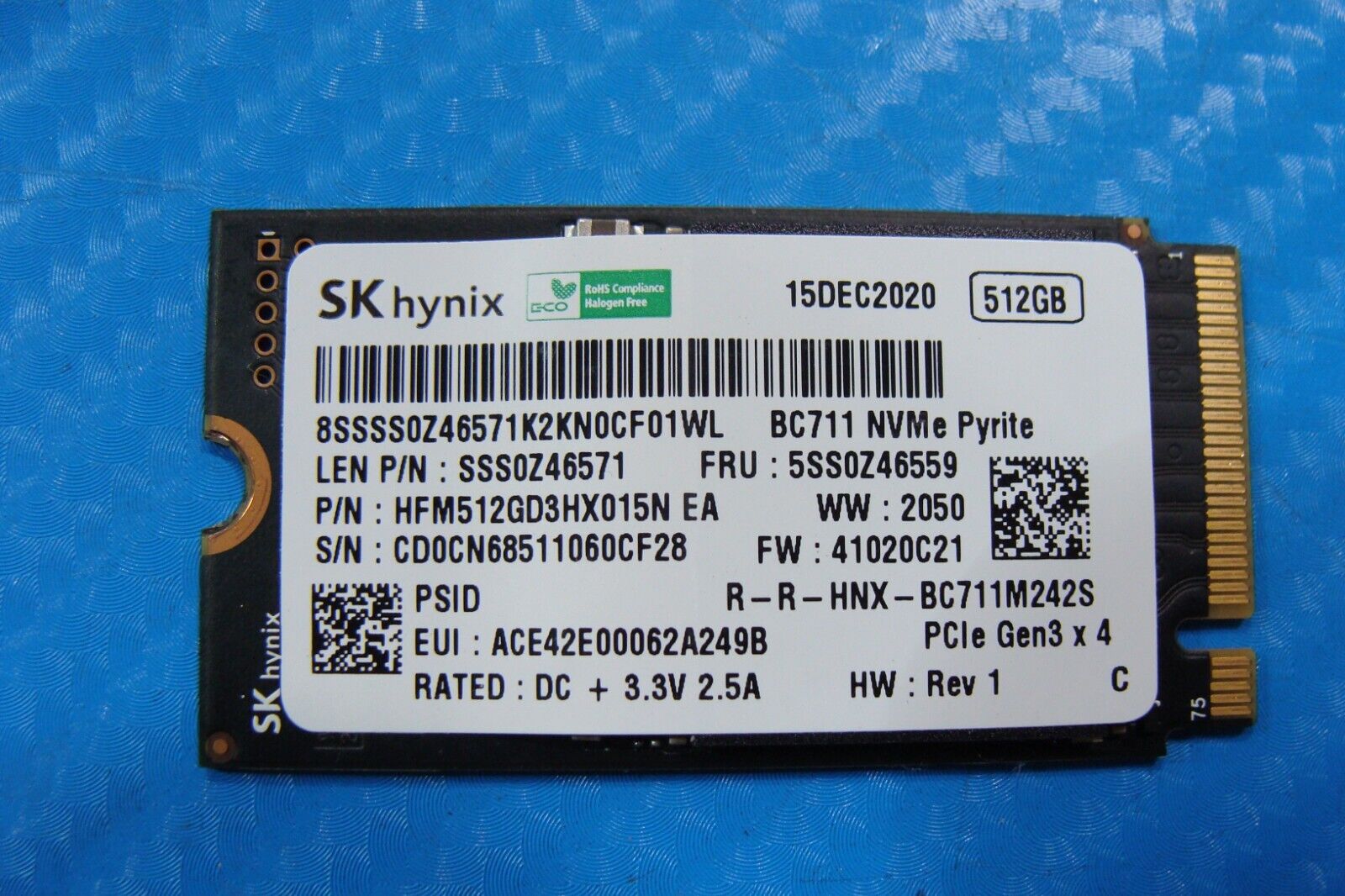 Lenovo 14 G2 ARE SK hynix SSD M.2 NVMe 512GB 5SS0Z46559 HFM512GD3HX015N