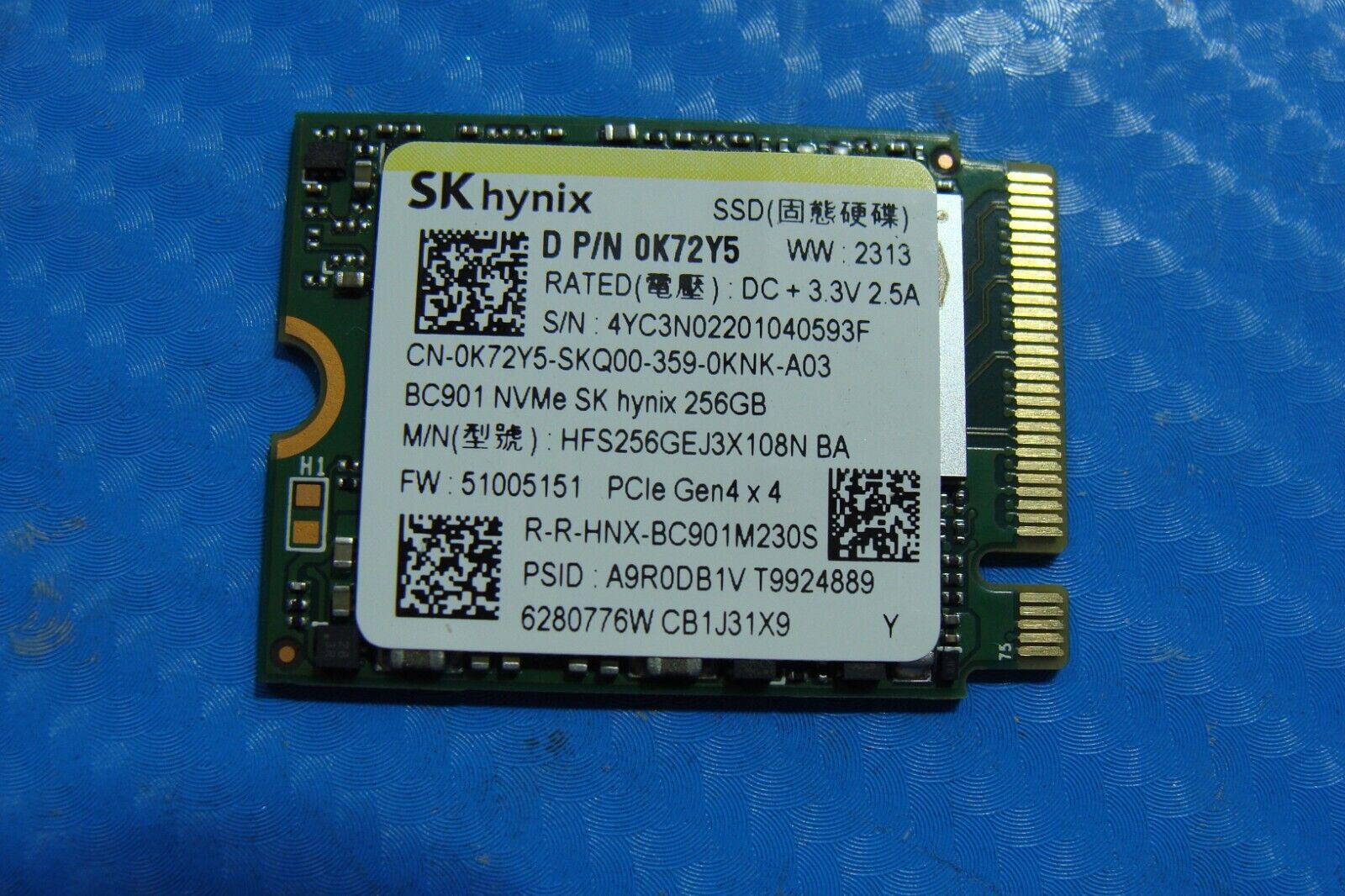 Dell 5440 SK Hynix 256GB NVMe M.2 SSD Solid State Drive HFS256GEJ3X108N K72Y5