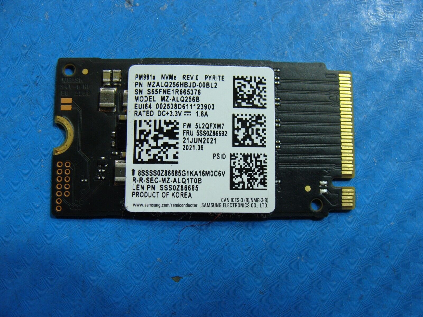 Lenovo 3 15ITL05 Samsung 256GB M.2 NVMe SSD Solid State Drive MZALQ256HBJD-00BL2