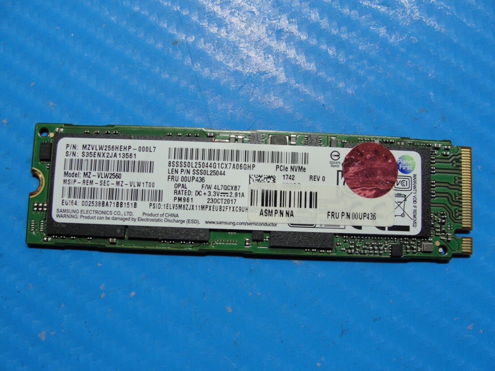 Lenovo X1 Carbon Samsung 256GB M.2 NVMe SSD Solid State Drive MZVLW256HEHP-000L7