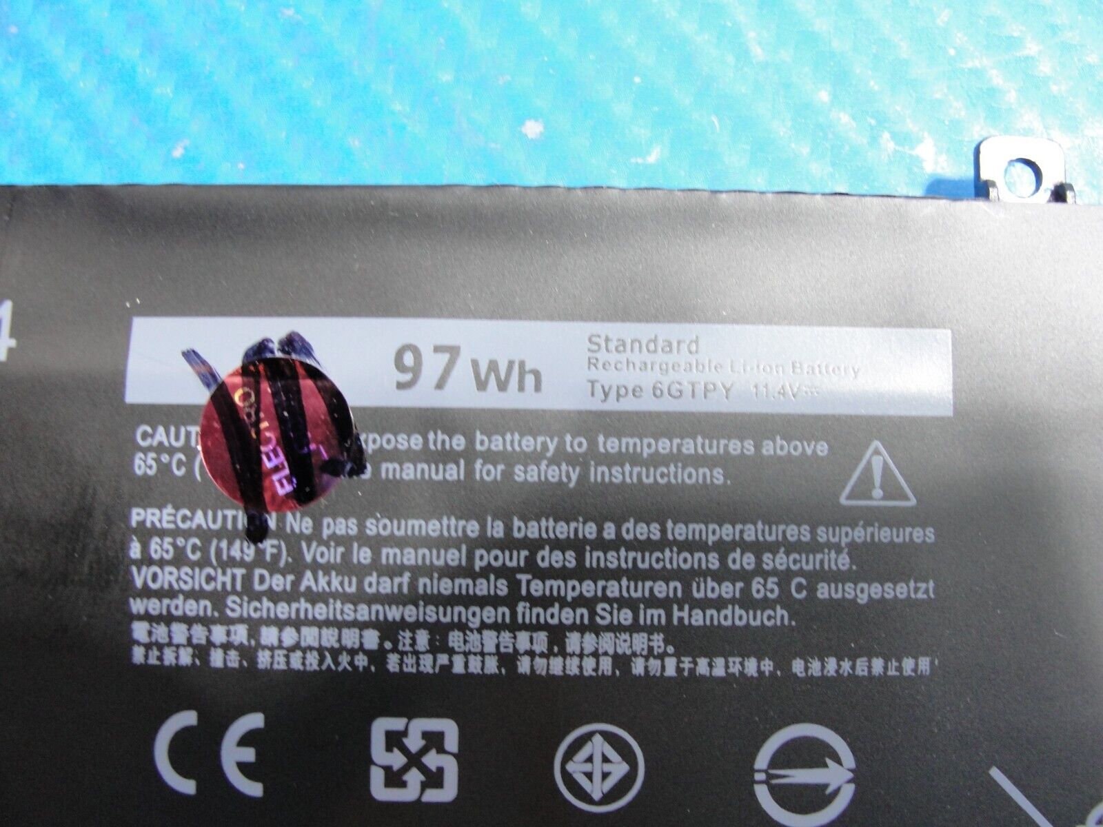 Dell XPS 15.6” 15 7590 Laptop Battery 11.4V 97Wh 6GTPY Excellent