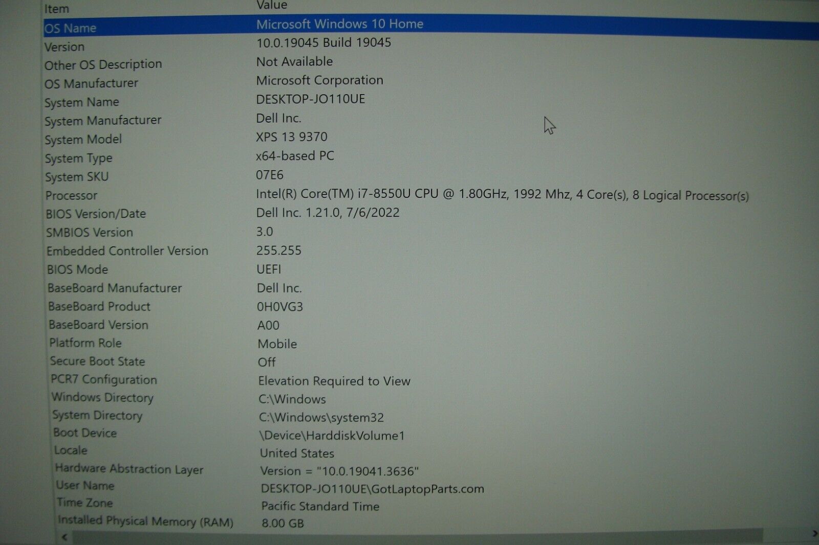 Dell XPS 13 9370 Laptop 13.3