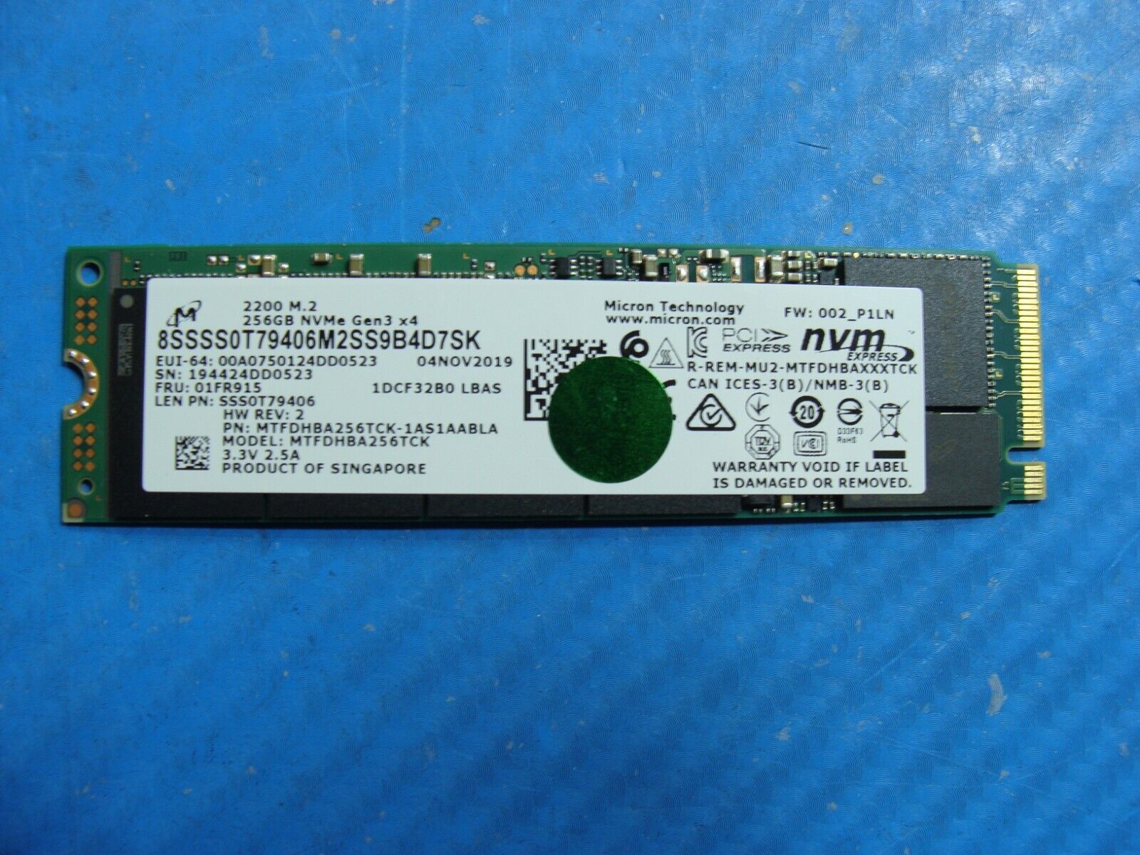 Lenovo 14-IML Micron 256GB M.2 NVMe Solid State Drive MTFDHBA256TCK-1AS1AABLA