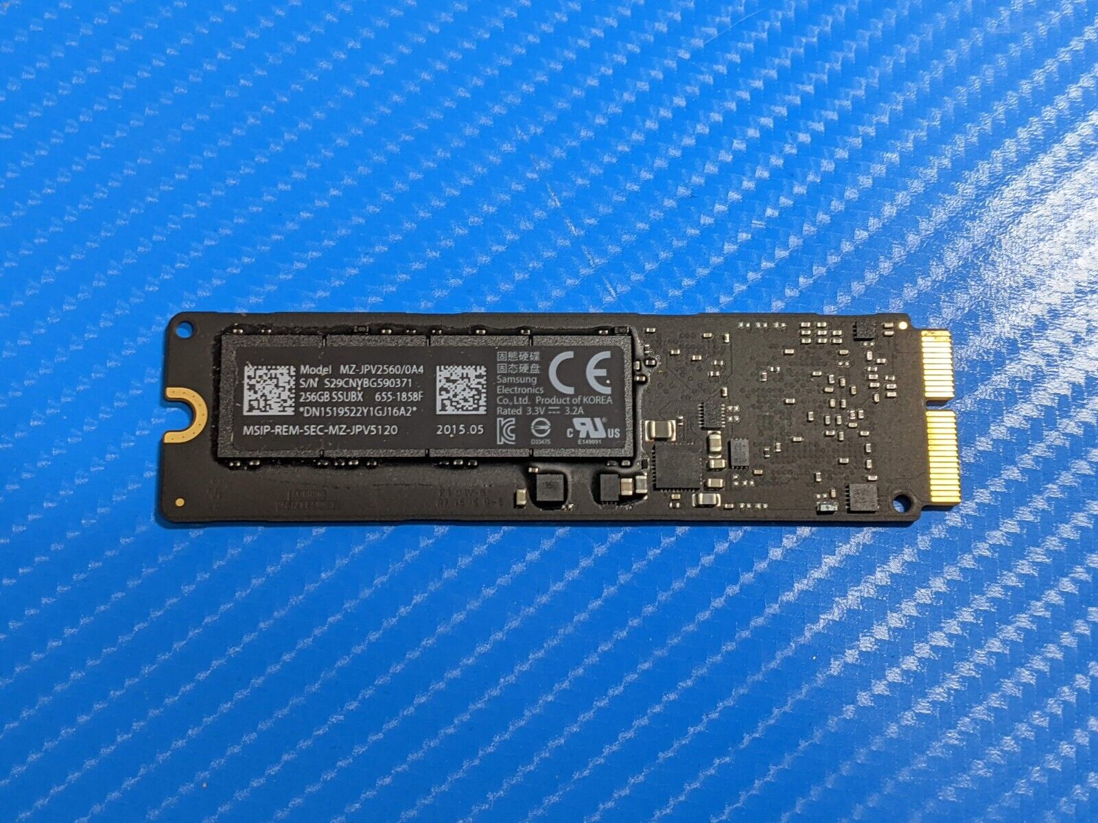 MacBook Pro A1502 Samsung 256GB SSD Solid State Drive MZ-JPV2560/0A4 655-1858F