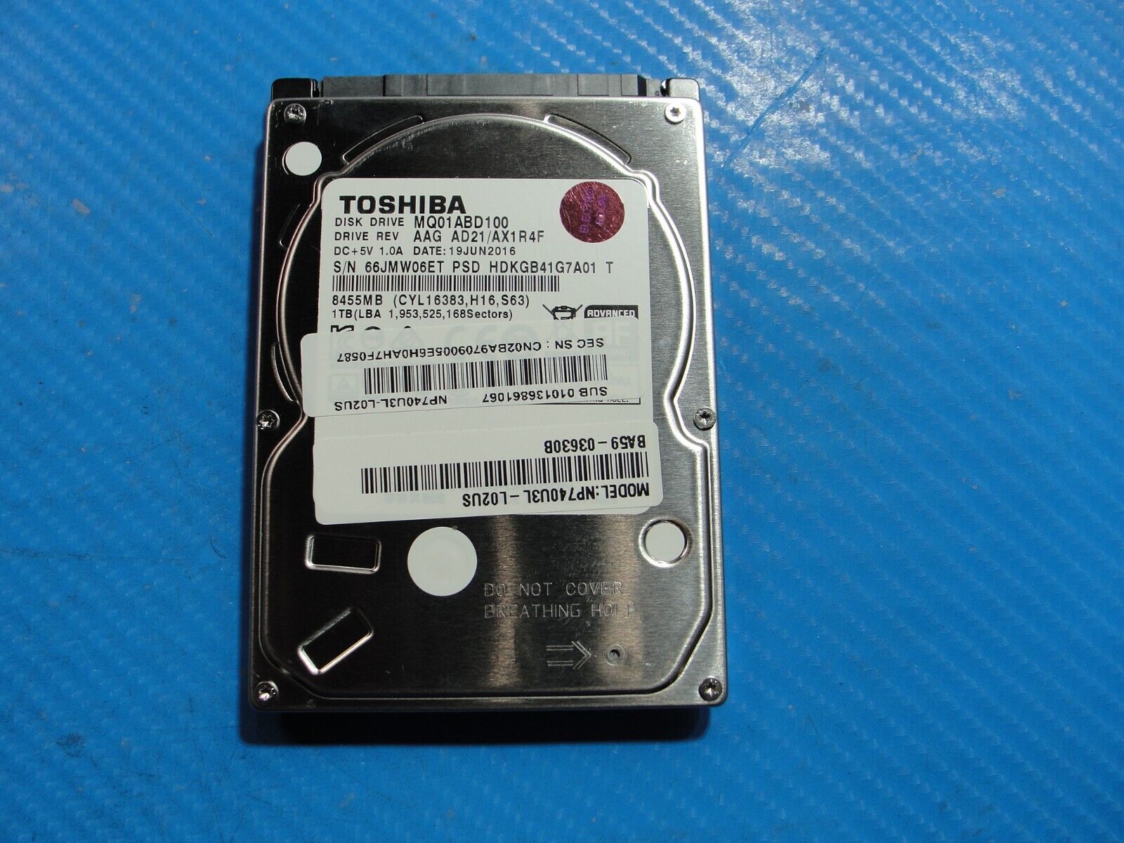 Samsung NP740U3L-L02US Toshiba 1TB SATA 2.5