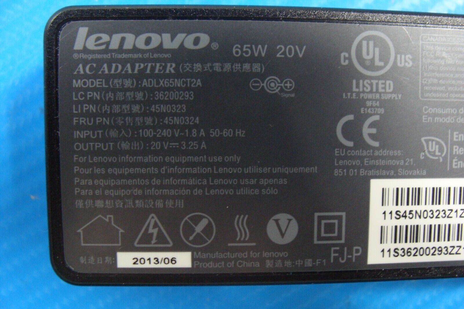 Genuine Lenovo Thinkpad Laptop Charger AC Adapter Power Supply 20V 3.25A 65W