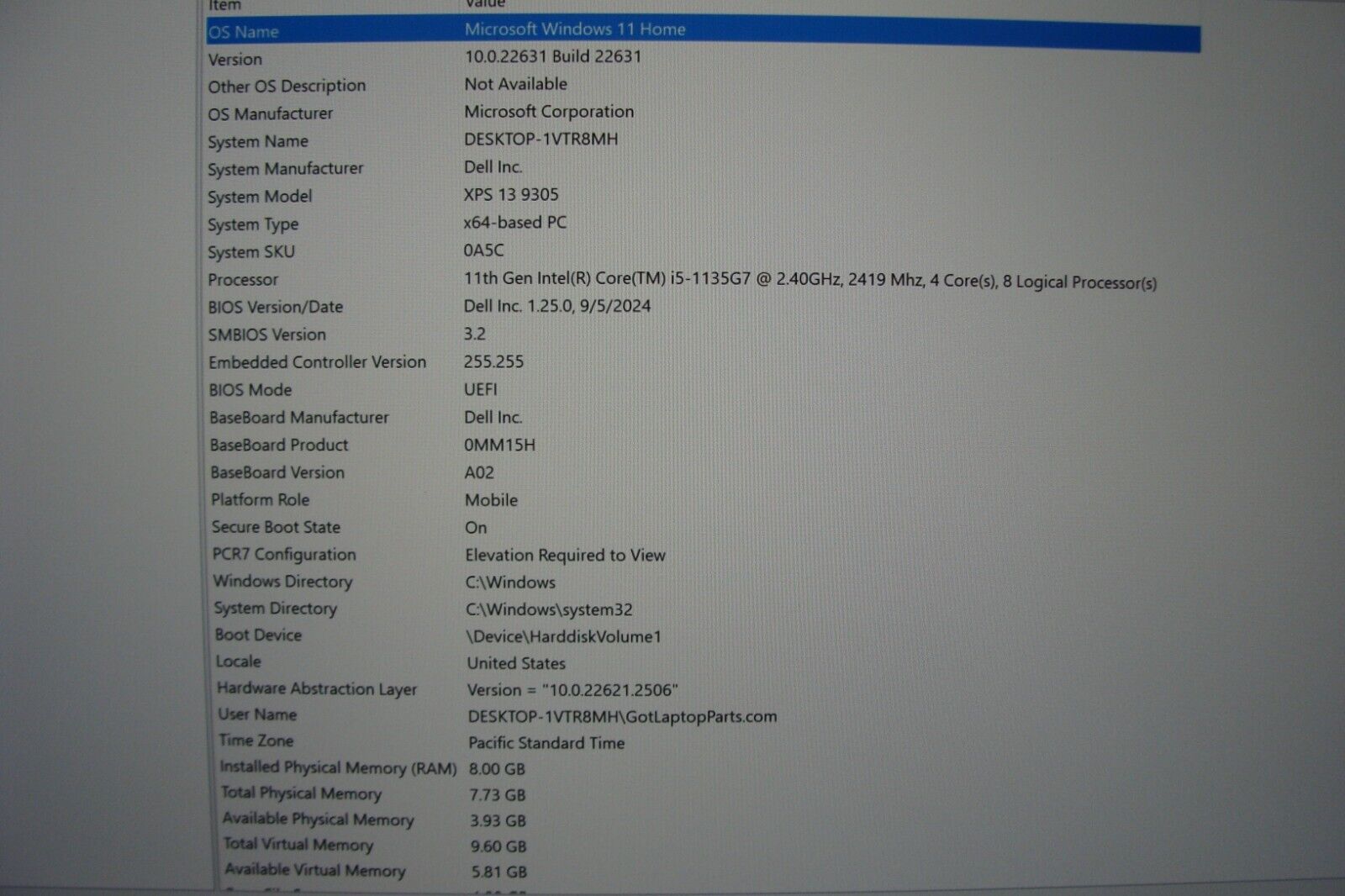 Dell XPS 13 9305 13.3