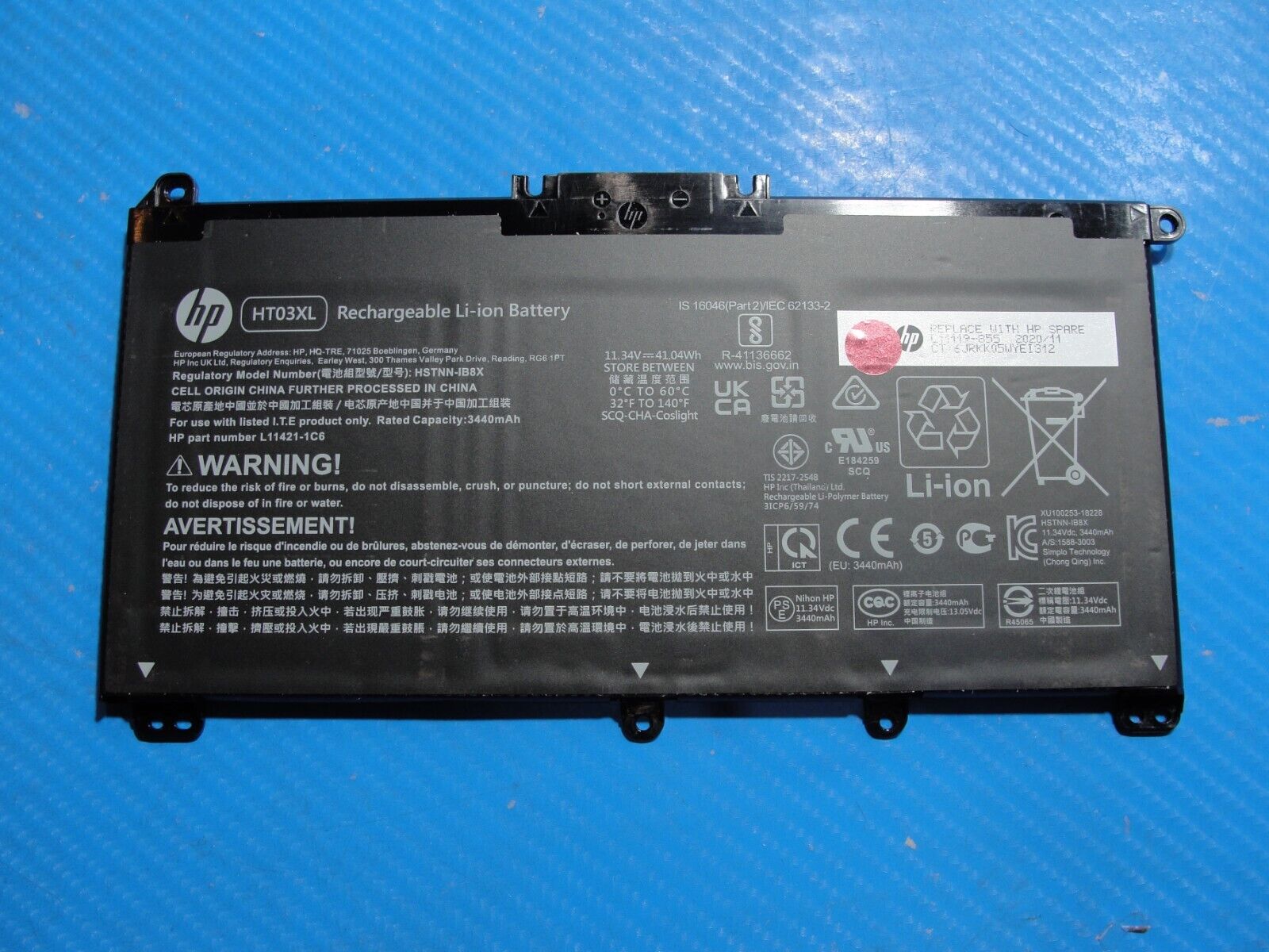 HP 15.6” 15-dyl Genuine Laptop Battery 11.34V 41.04Wh 3440mAh HT03XL L11119-855