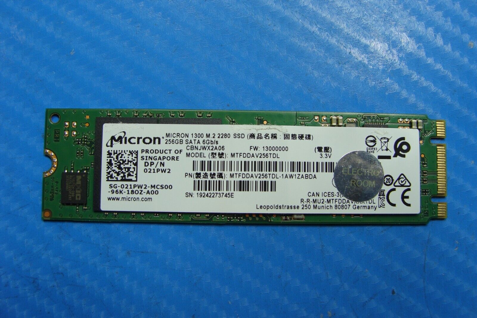 Dell 5490 Micron 256GB M.2 SATA SSD Solid State Drive MTFDDAV256TDL 21PW2