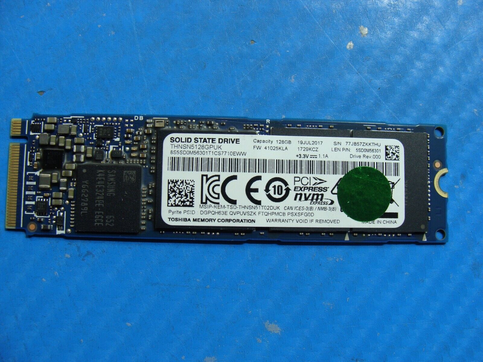 Lenovo 720-13IKB Toshiba 128GB NVME M.2 SSD Solid State Drive THNSN5128GPUK