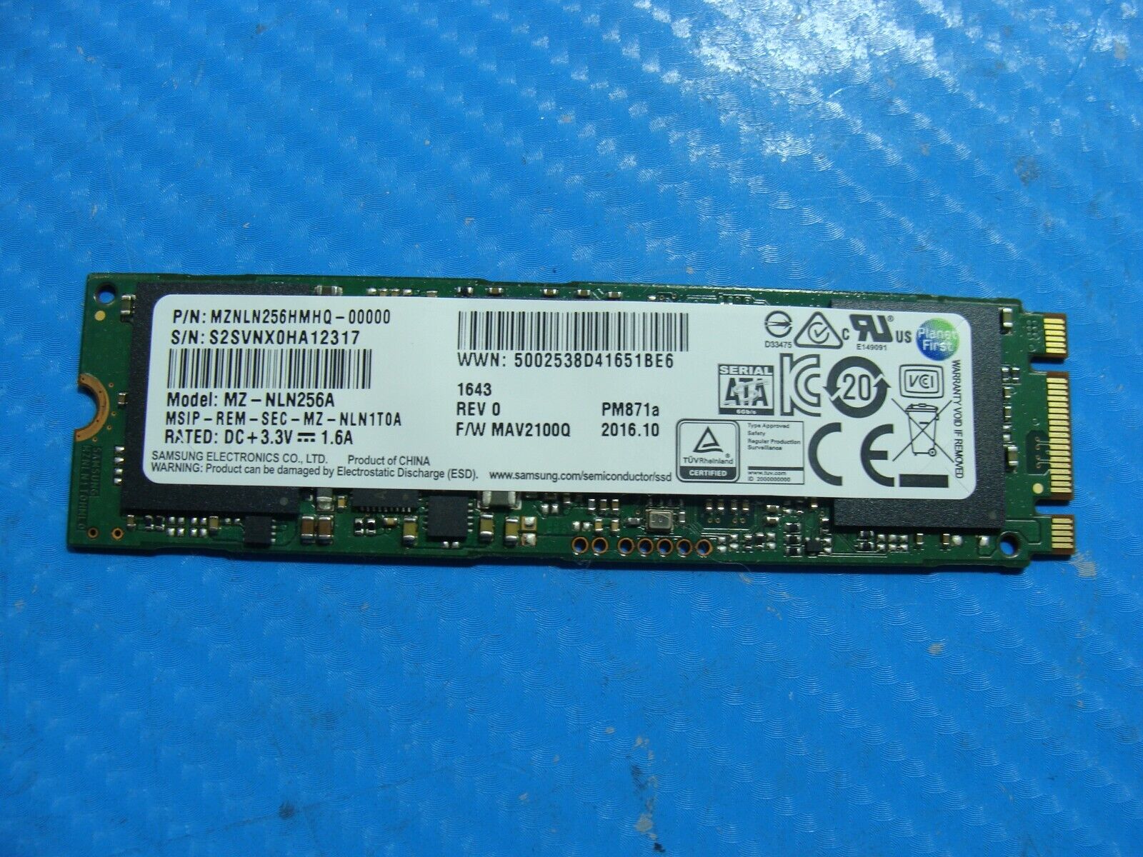 MSI GL62M 7RE Samsung 256GB SATA SSD Solid State Drive MZNLN256HMHQ-00000