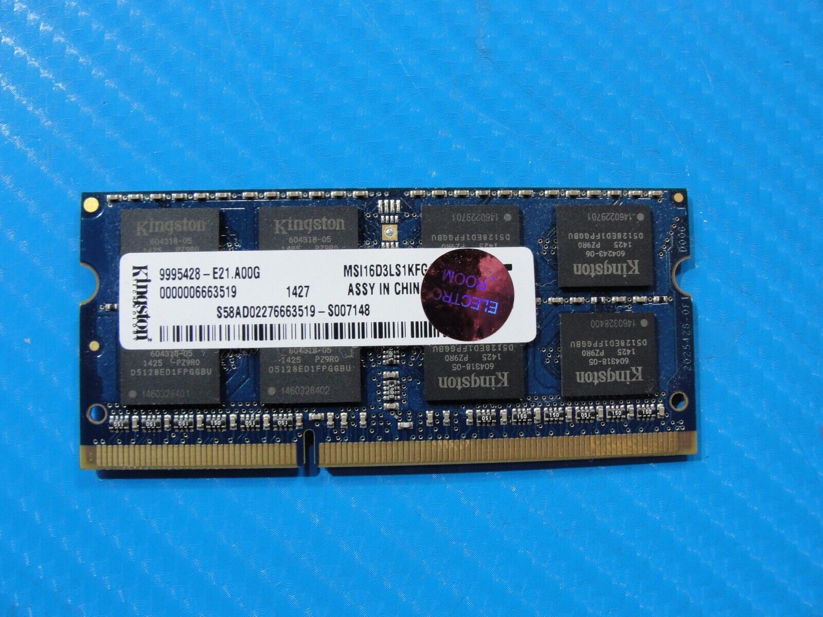 MSI GE60 2PC Kingston 8GB SO-DIMM Memory RAM 9995428-E21.A00G MSI16D3LS1KFG