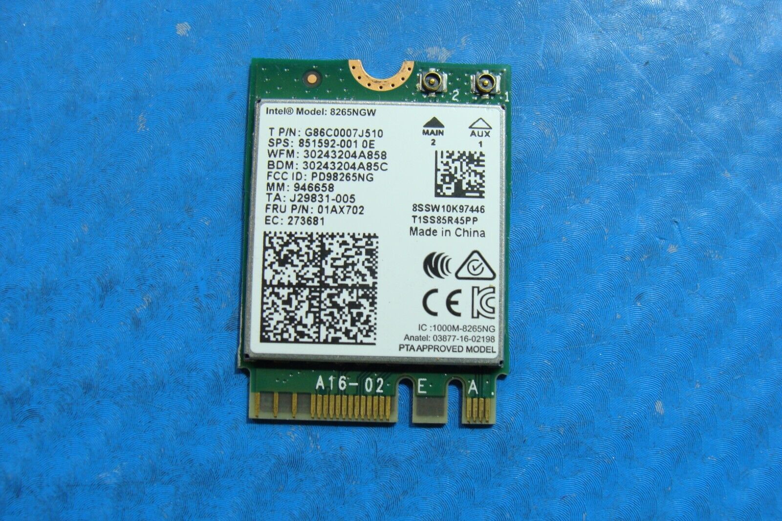 Lenovo ThinkPad 13.3” x380 Yoga OEM Laptop Wireless WiFi Card 8265NGW 01AX702